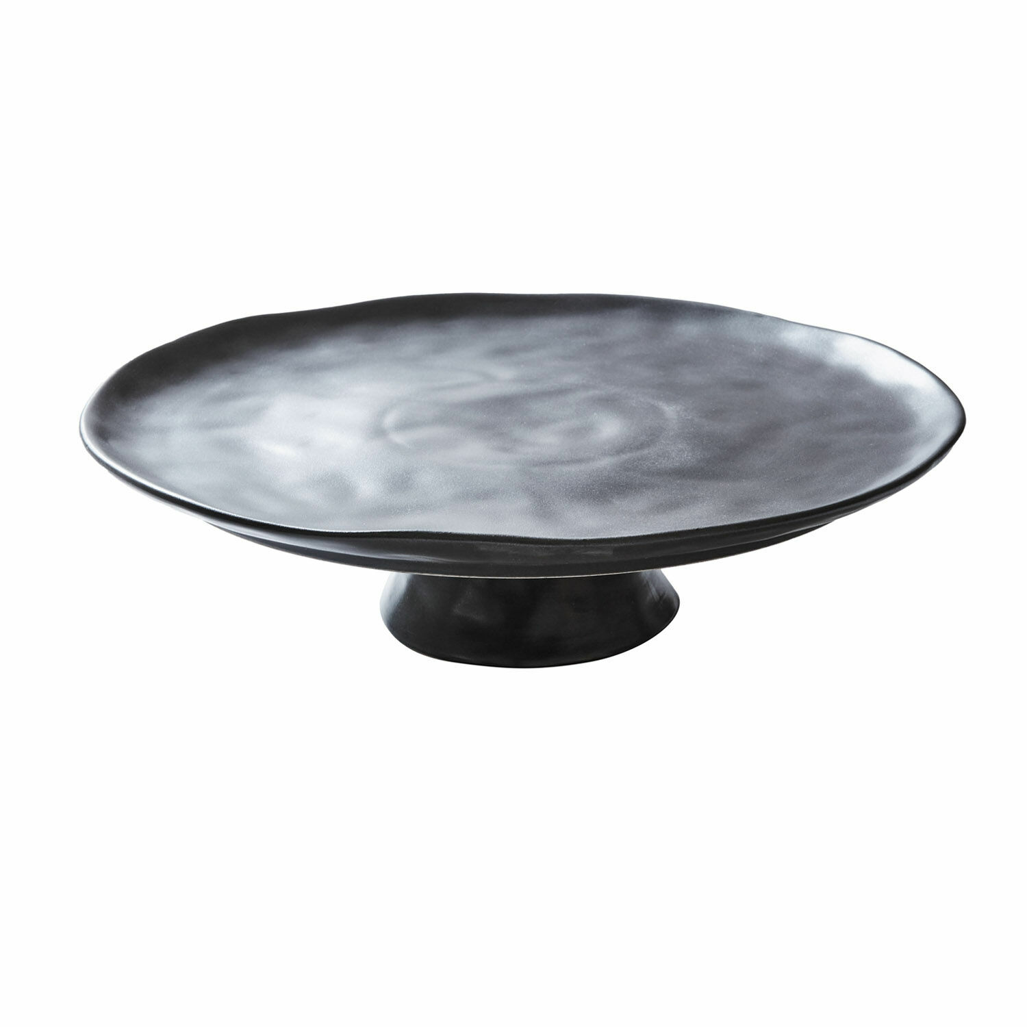 schwarz Schwarze Keramikplatte Biarritz mit unregelmässiger Form, ideal zum Servieren und Dekorieren.