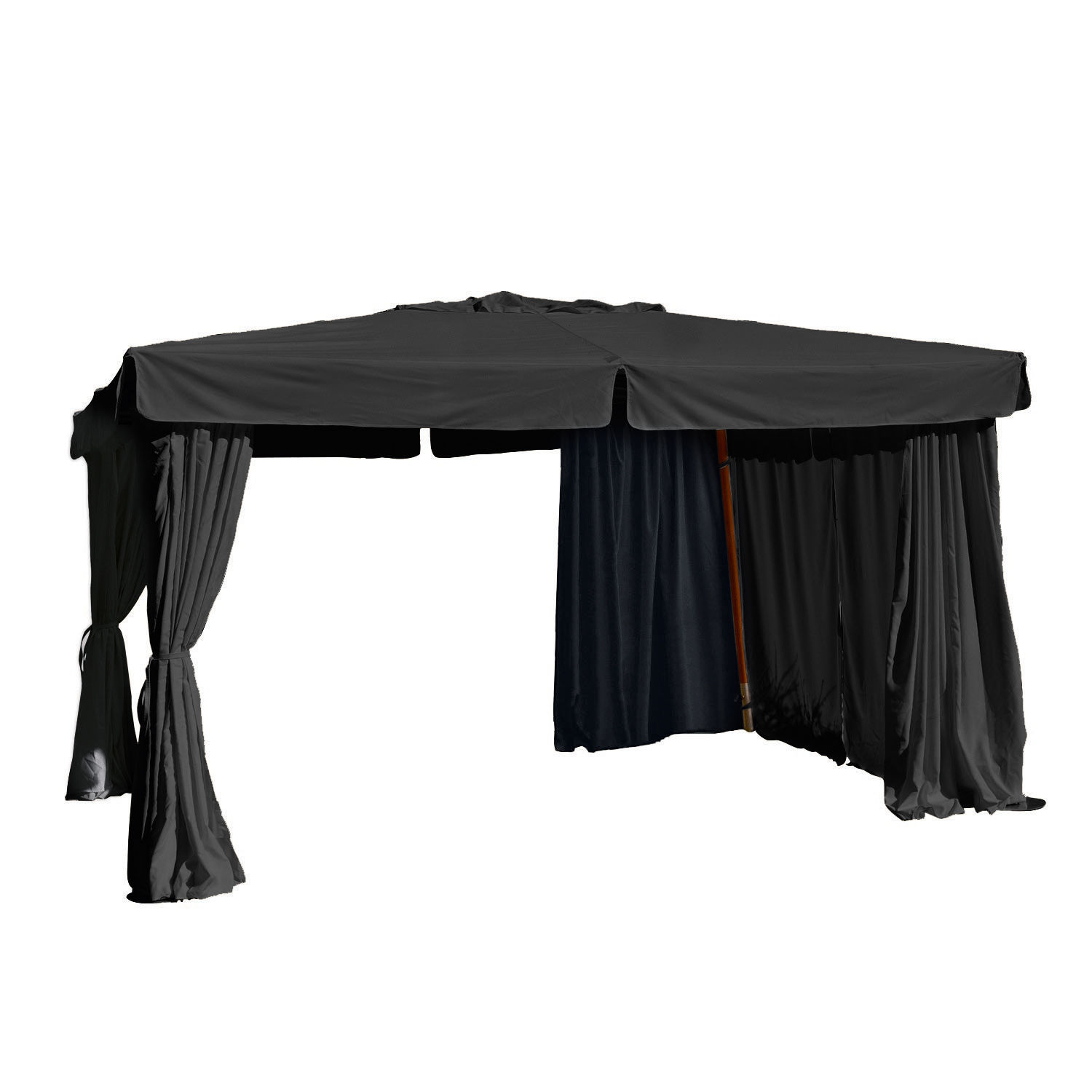 Schwarzer Pavillon Lexington Park aus Stoff, ideal für Terrasse und Garten, Sonnenschutz und Regenschutz