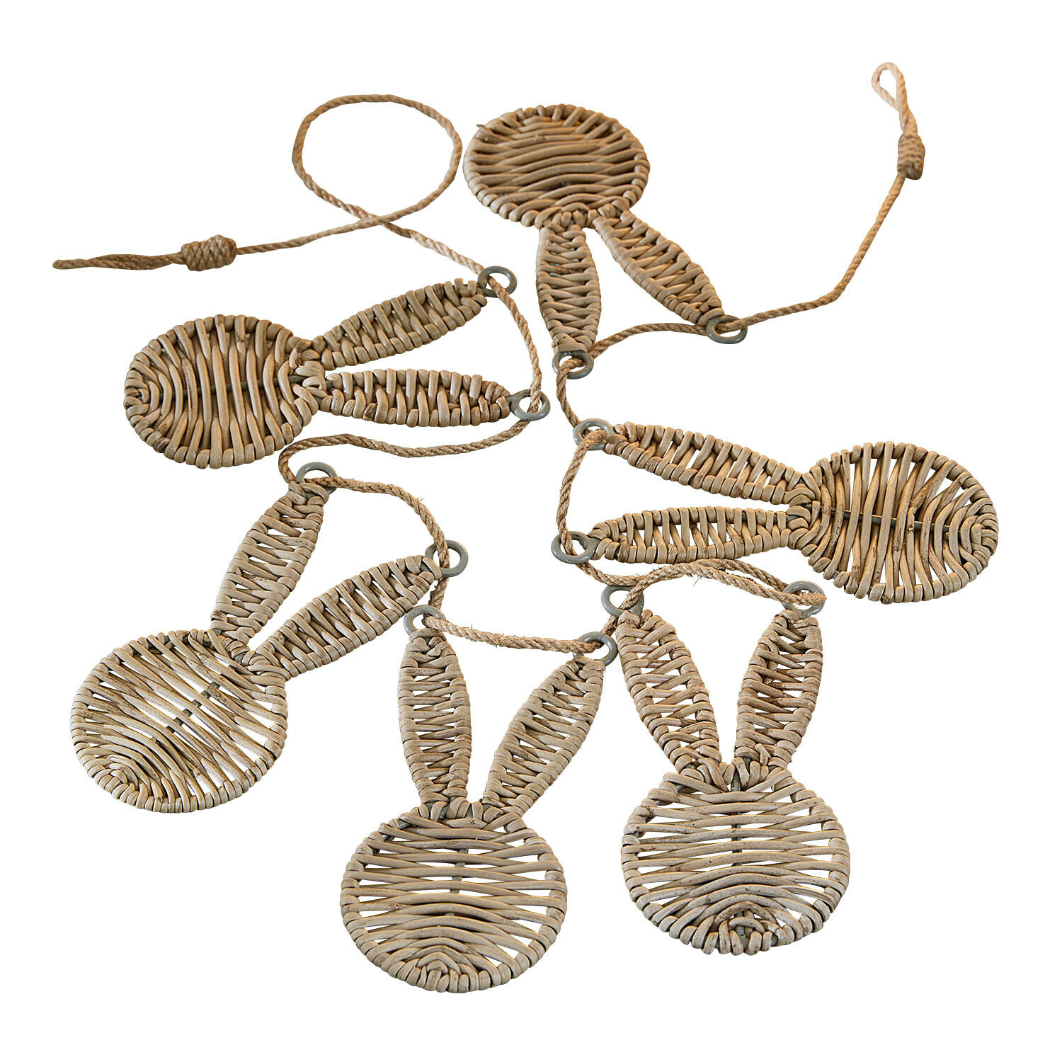Girlande Papillonette Girlande aus natürlichem beige geflochtenem Weidenmaterial mit Hasenköpfen zur Dekoration