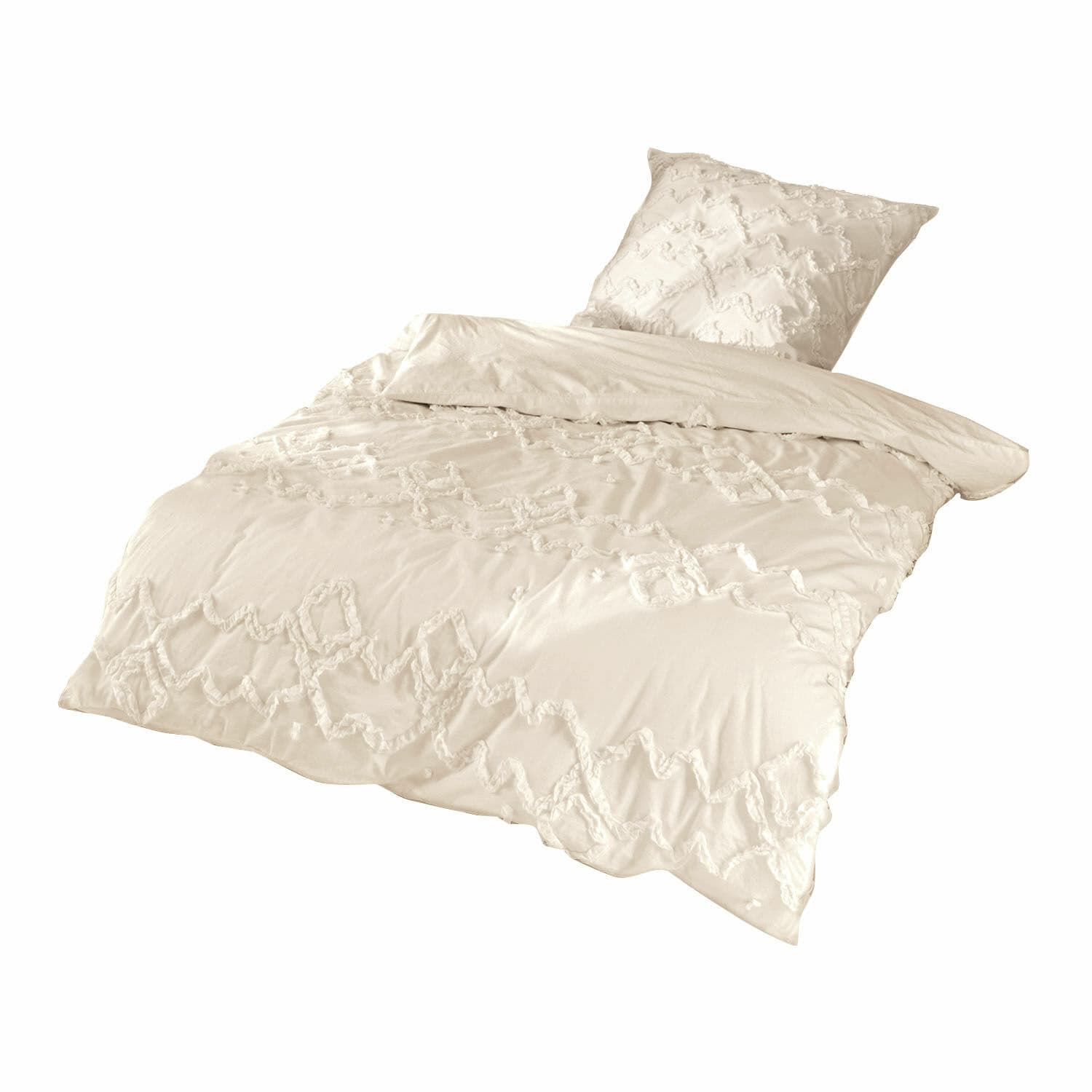 Bettwäsche Élaine Beige Baumwollbettwäsche mit dekorativem Muster, weich und stilvoll fürs Schlafzimmer