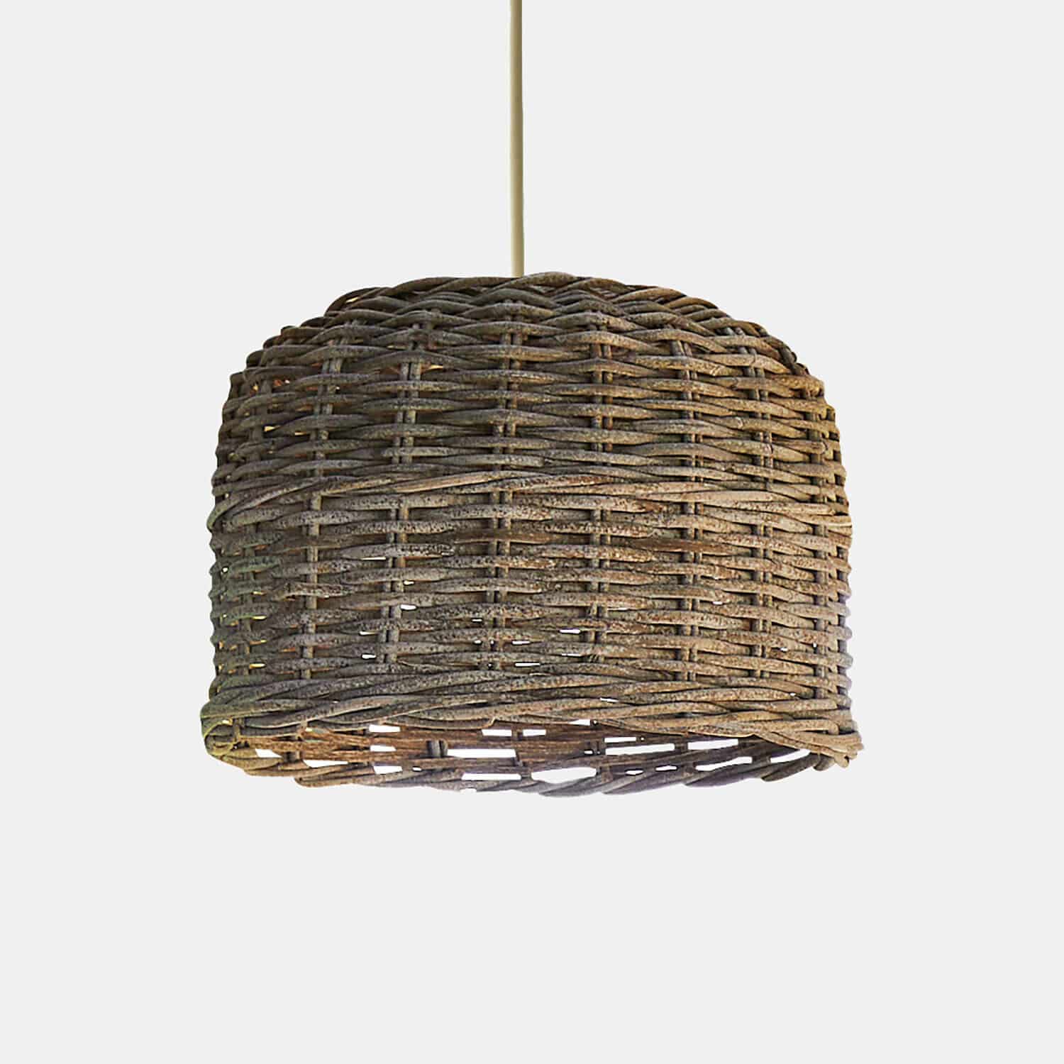 Lampenschirm Gilex Hängeleuchte aus geflochtenem Rattan in natürlichem Braun für Boho-Interieurs