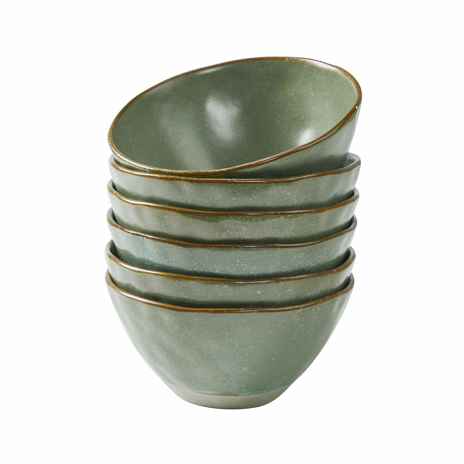 6-teiliges Schüssel-Set Biarritz aus Keramik in Türkis und Braun für den Tisch