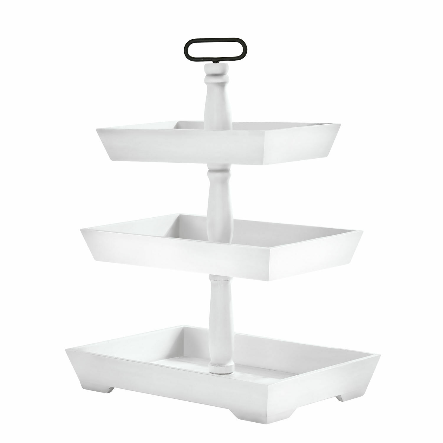 Dreistöckige Etagere Editha aus Holz in Antikweiss für stilvolle Aufbewahrung und Dekoration