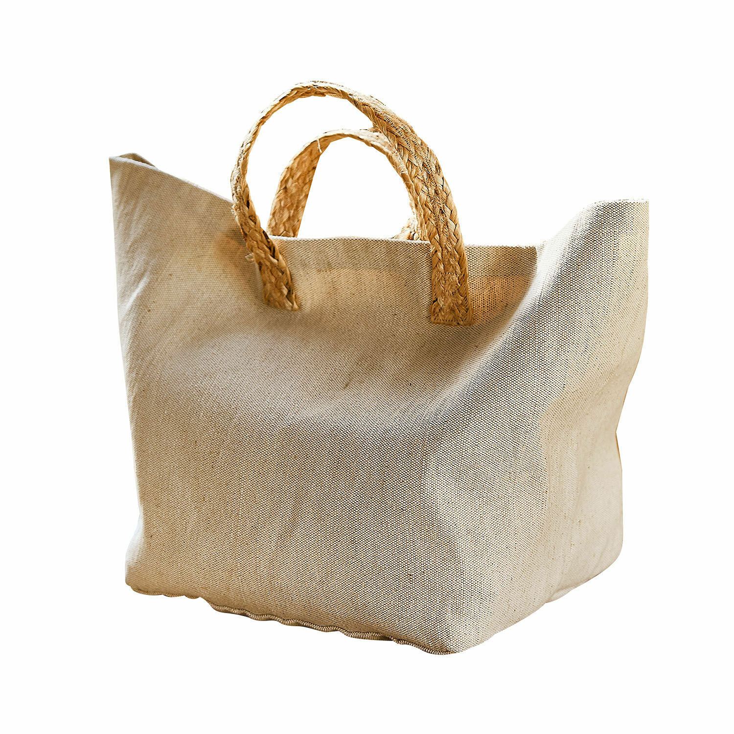 Tasche Bexirov Beige Tragetasche aus Naturleinen mit geflochtenen Griffen, ideal für Einkäufe und den Strand