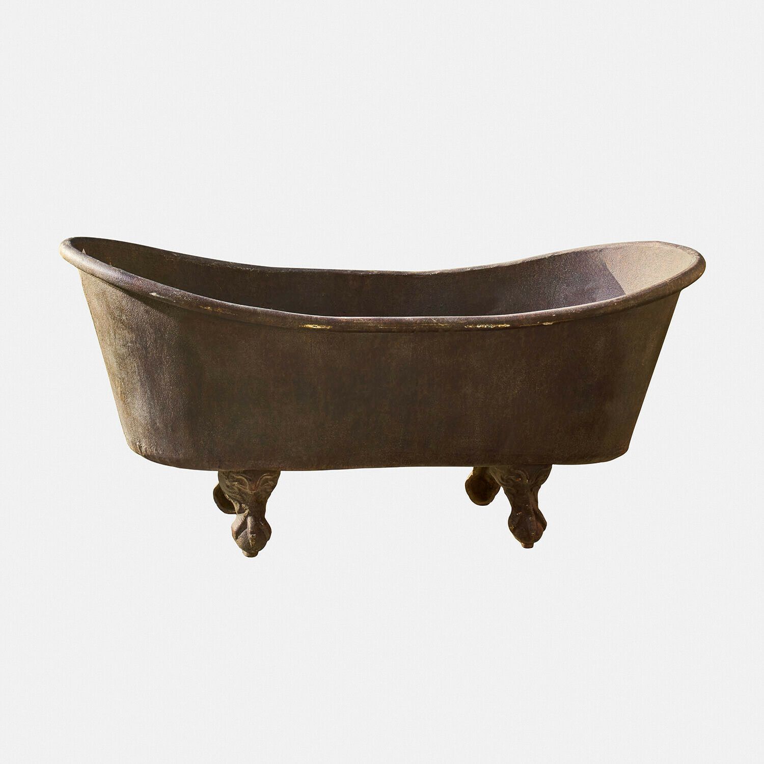 Deko-Wanne Brånholm Alte gusseiserne Badewanne mit dekorativen Füssen in Rostfarbe, Vintage-Badezimmerobjekt