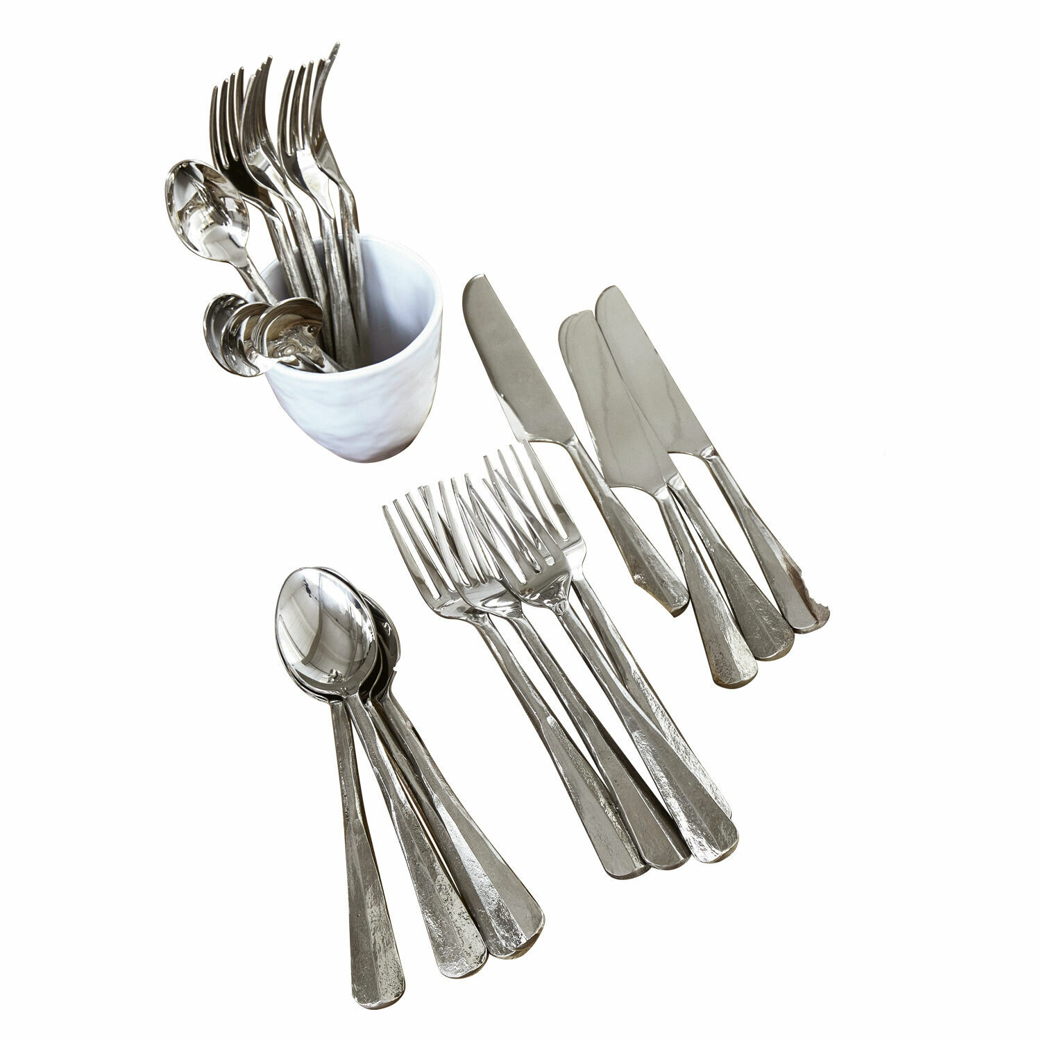 Besteck Malden Besteckset aus silberfarbenem Edelstahl mit Messern, Gabeln und Löffeln