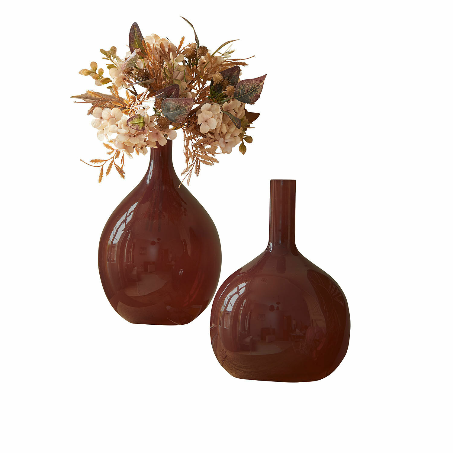 Vase 2er Set Erlunda Braune, matte Keramikvasen im dekorativen Design für moderne Wohnräume