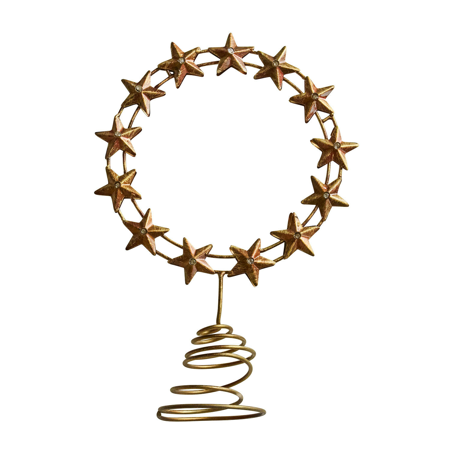 Weihnachtsbaumspitze Tavelle Goldfarbige Metall-Weihnachtsdekoration mit Sternen auf spiralförmiger Basis für Festtagsdeko