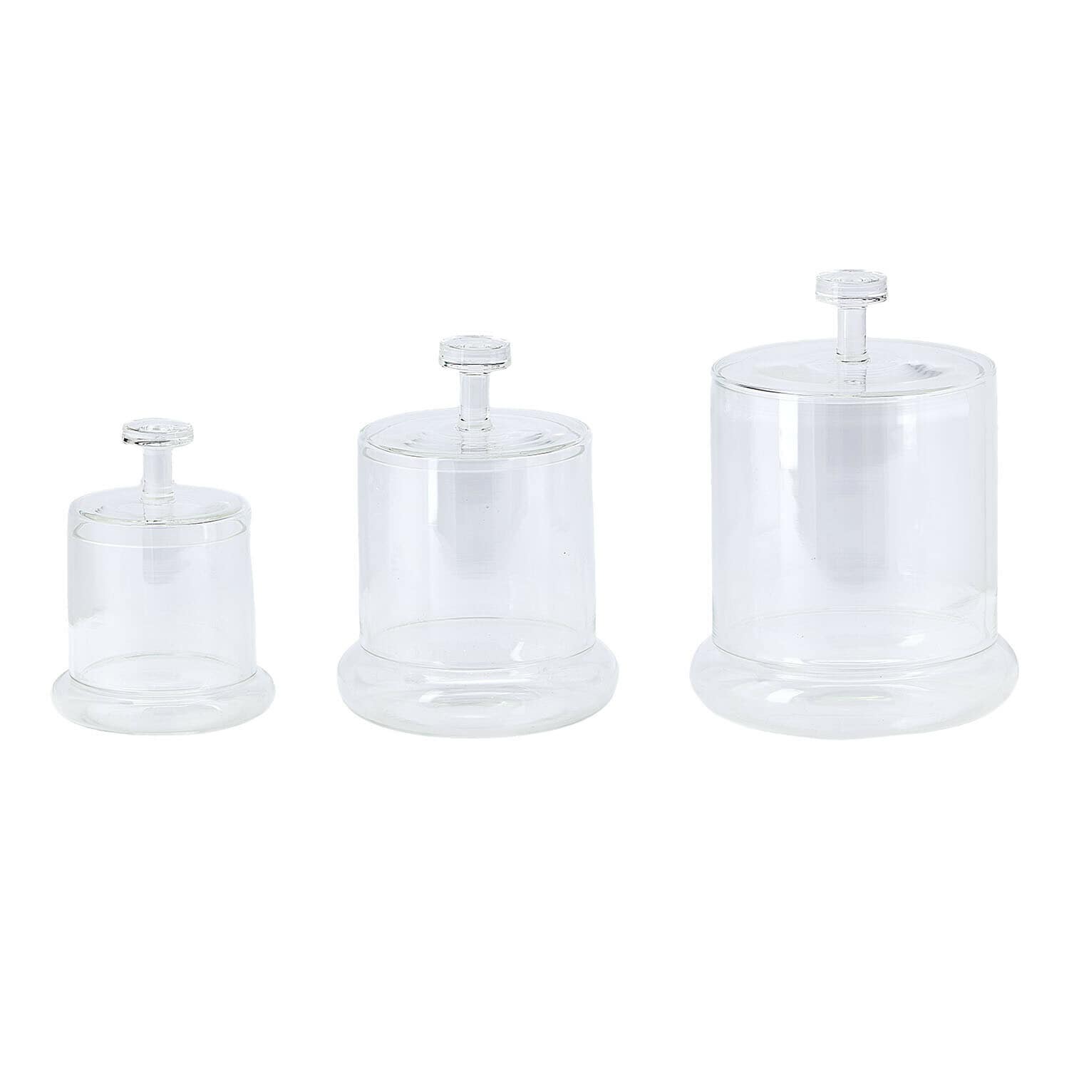 Dose 3er Set Oirlan Set mit drei transparenten Glasbehältern mit Deckeln zur Aufbewahrung in der Küche