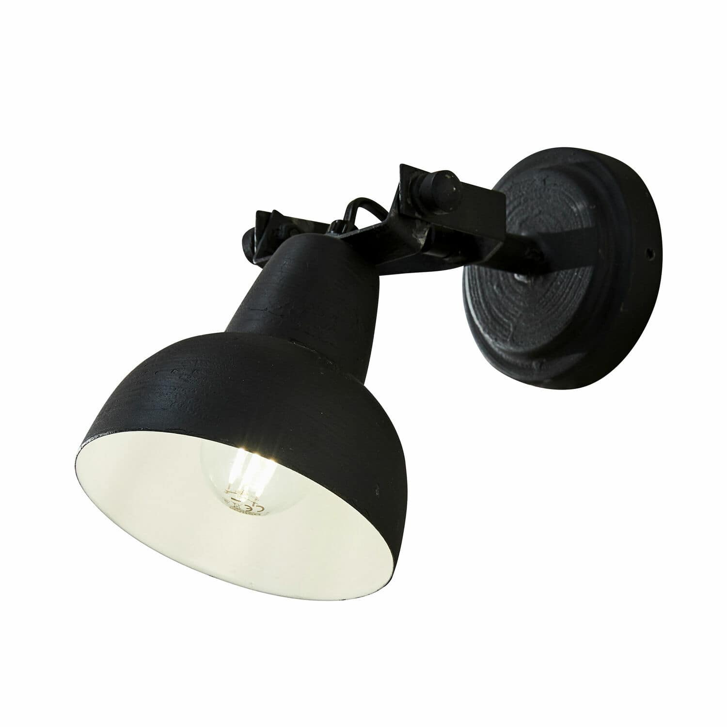 schwarz Schwarze Wandlampe Rieke aus Metall mit weissem Innenraum, modernes Wohnraumlicht