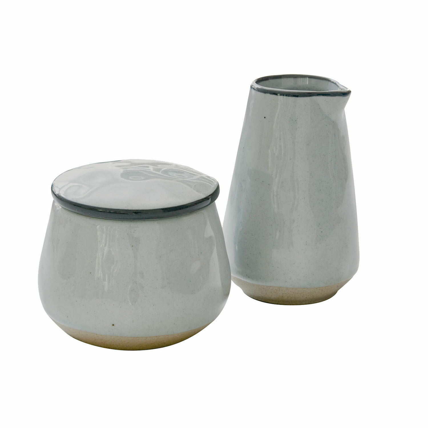 Graue Keramik-Zuckerdose und Milchkanne Biarritz aus Steinzeug, Küchen-Set