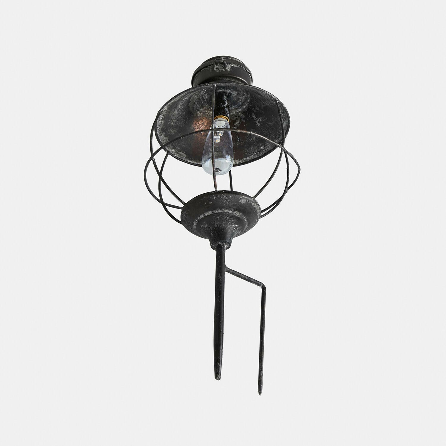 Solar-Laterne Trelonne Schwarze Metall-Gartenlampe mit Schirm und Glühbirne, dekorative Aussenbeleuchtung