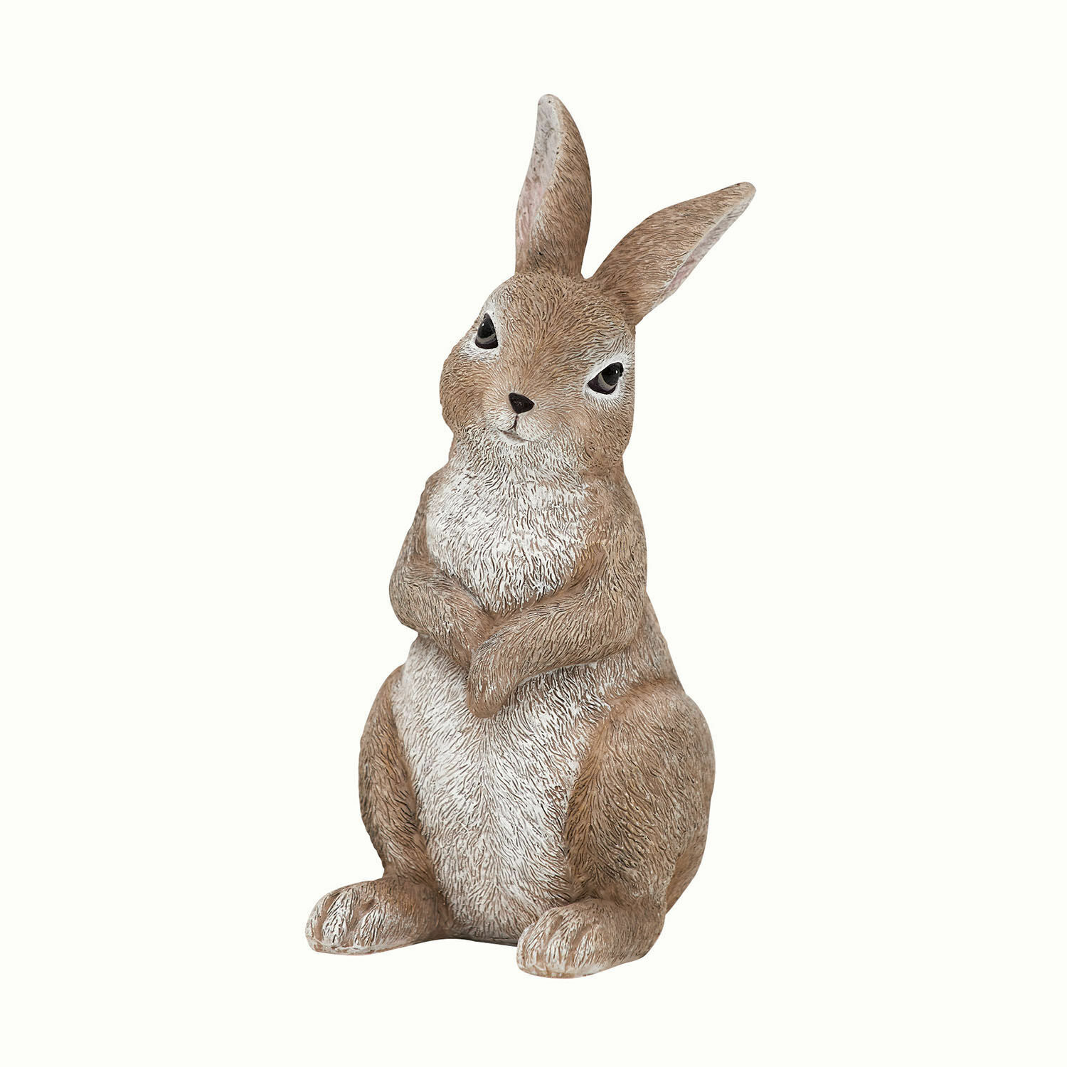 Deko-Hase Milli Hasenfigur aus Kunststoff in Braun-Weiss für Wohn- und Gartendekoration