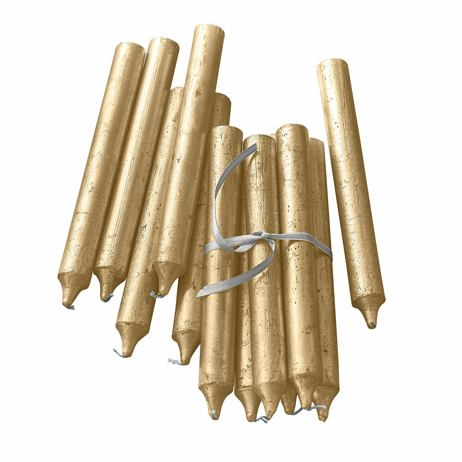 gold 20er Set goldene Wachs-Kerzen mit metallischem Glanz, elegante Dekoration und Lichtquelle