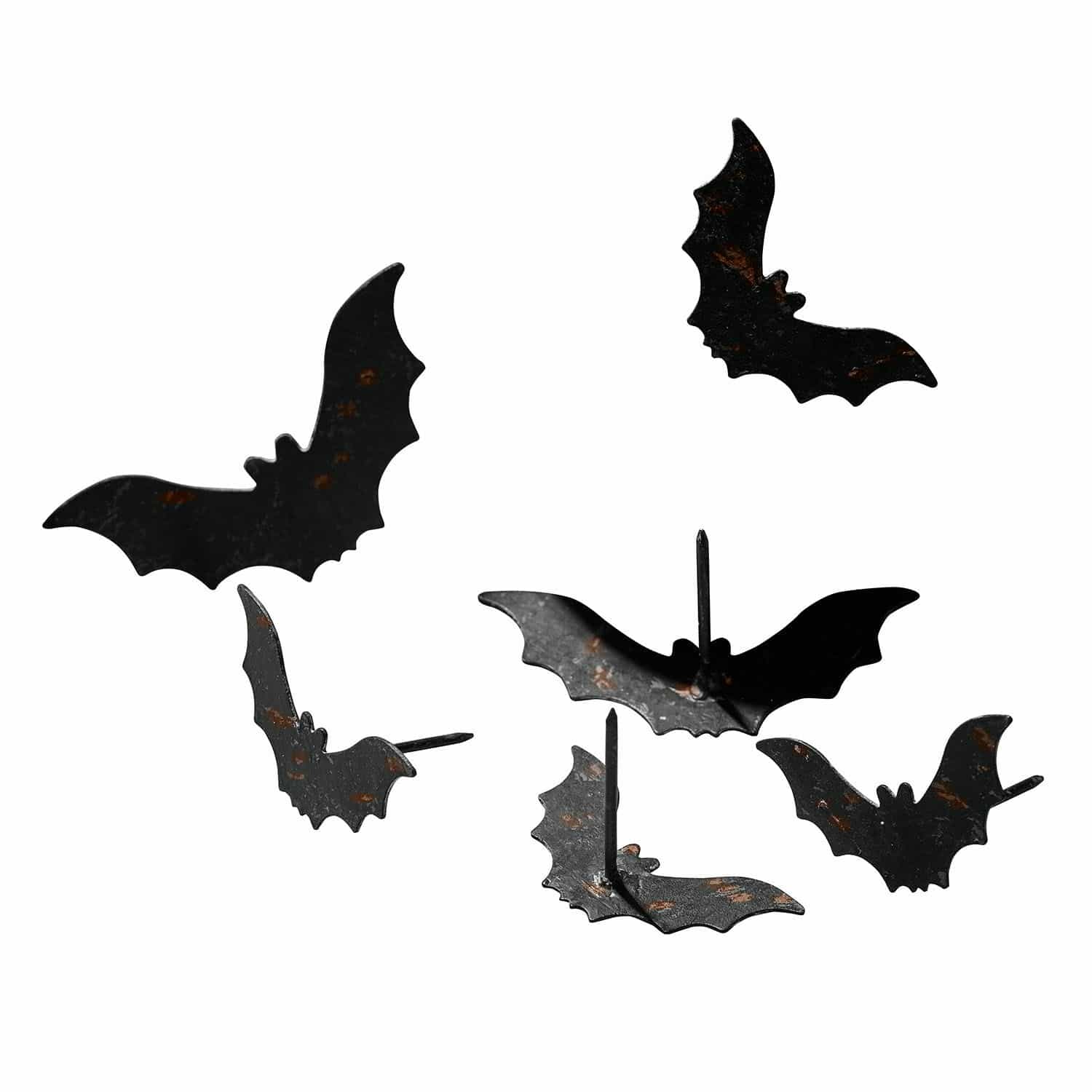 Deko-Pin 6er Set Blenoir Schwarze Metall-Deko-Nietöpfe mit Rostoptik zum Aufhängen als Halloween- oder Wanddekoration