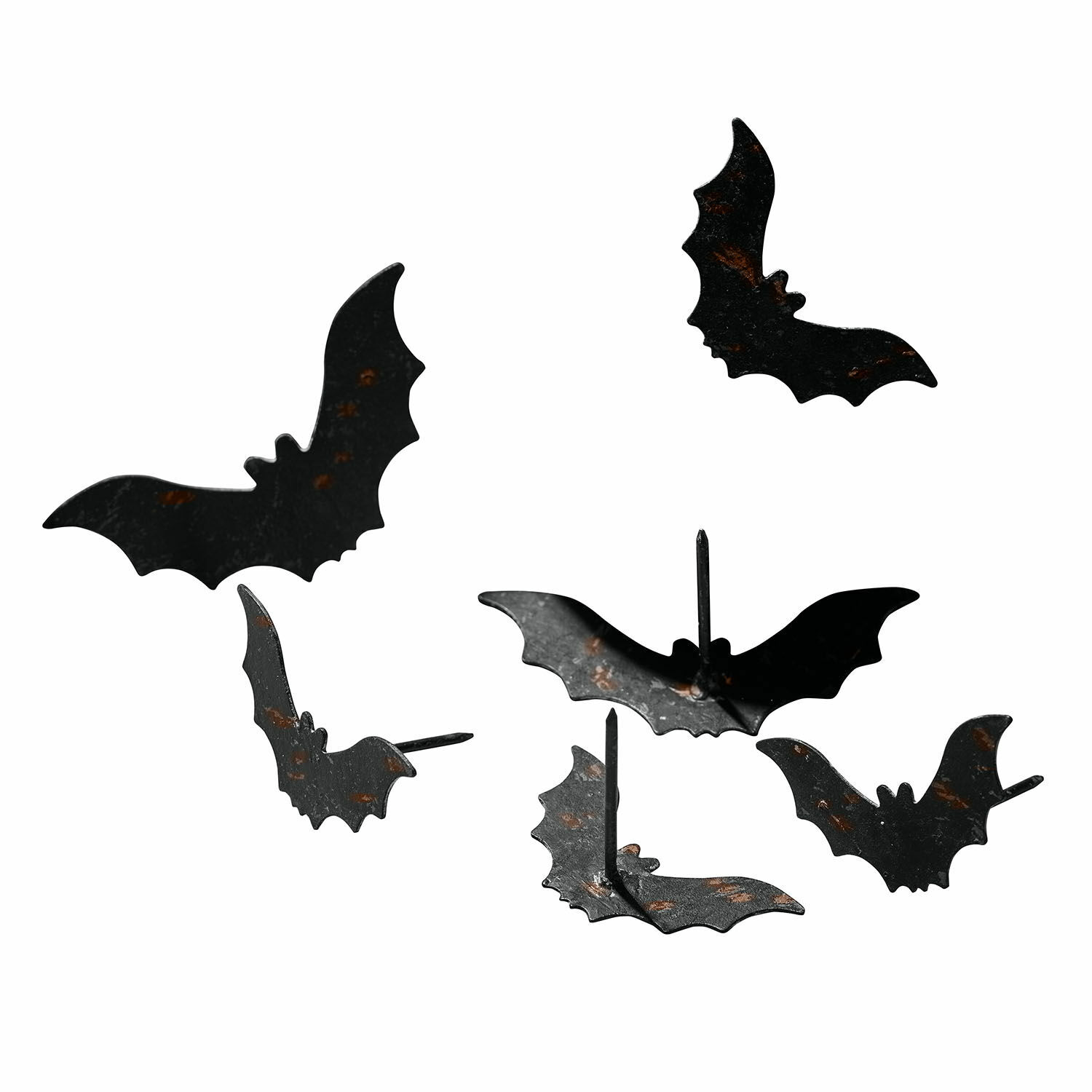 Deko-Pin 6er Set Blenoir Schwarze Metall-Deko-Nietöpfe mit Rostoptik zum Aufhängen als Halloween- oder Wanddekoration