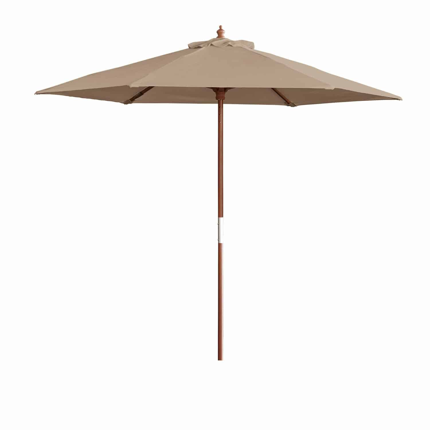 Sonnenschirm Enfield Beiger Gartenschirm mit Holzgestell, ideal für Terrasse und Garten