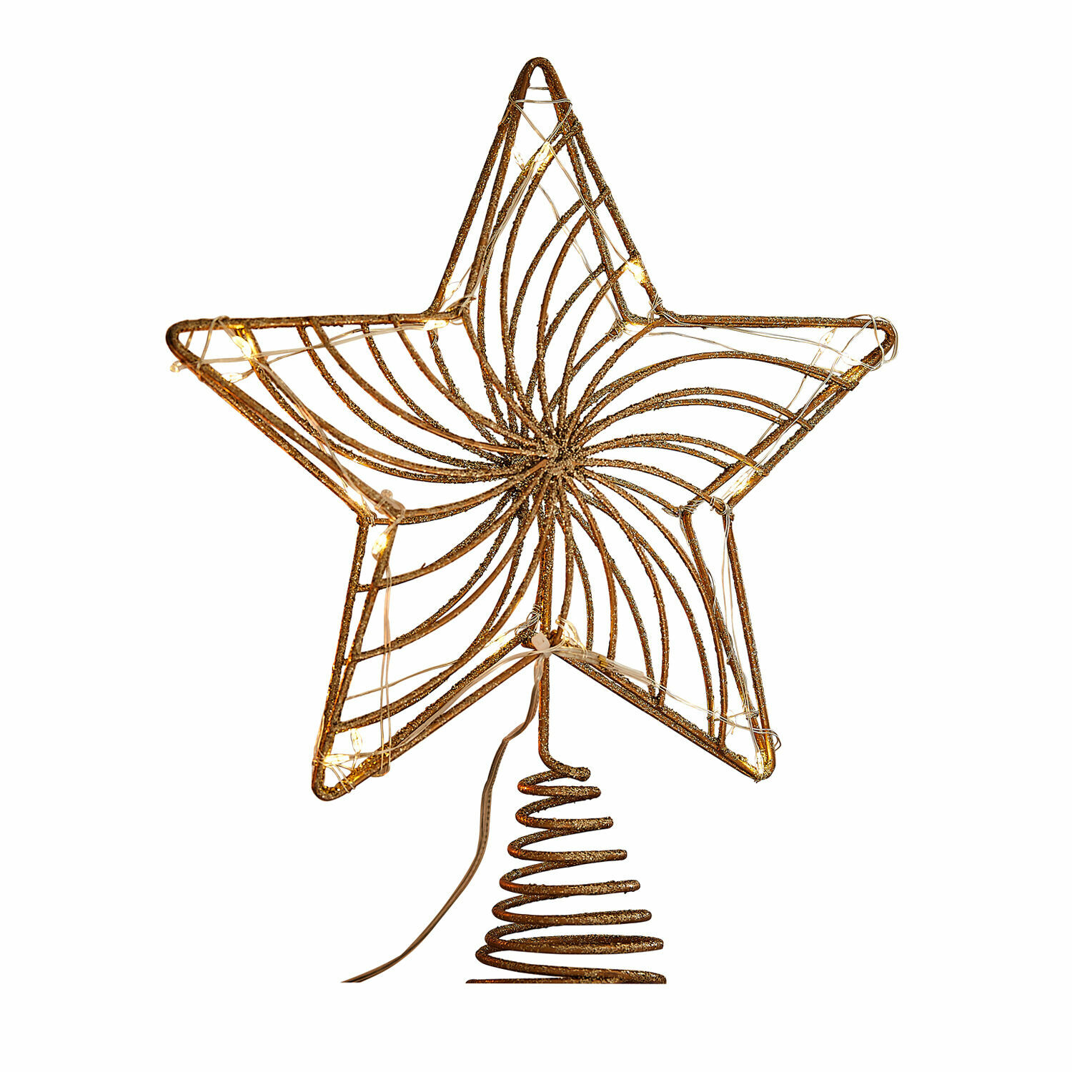 LED-Baumspitze Pivion Goldener Metallstern mit LED-Beleuchtung als Christbaumspitze für festliche Weihnachtsdekoration