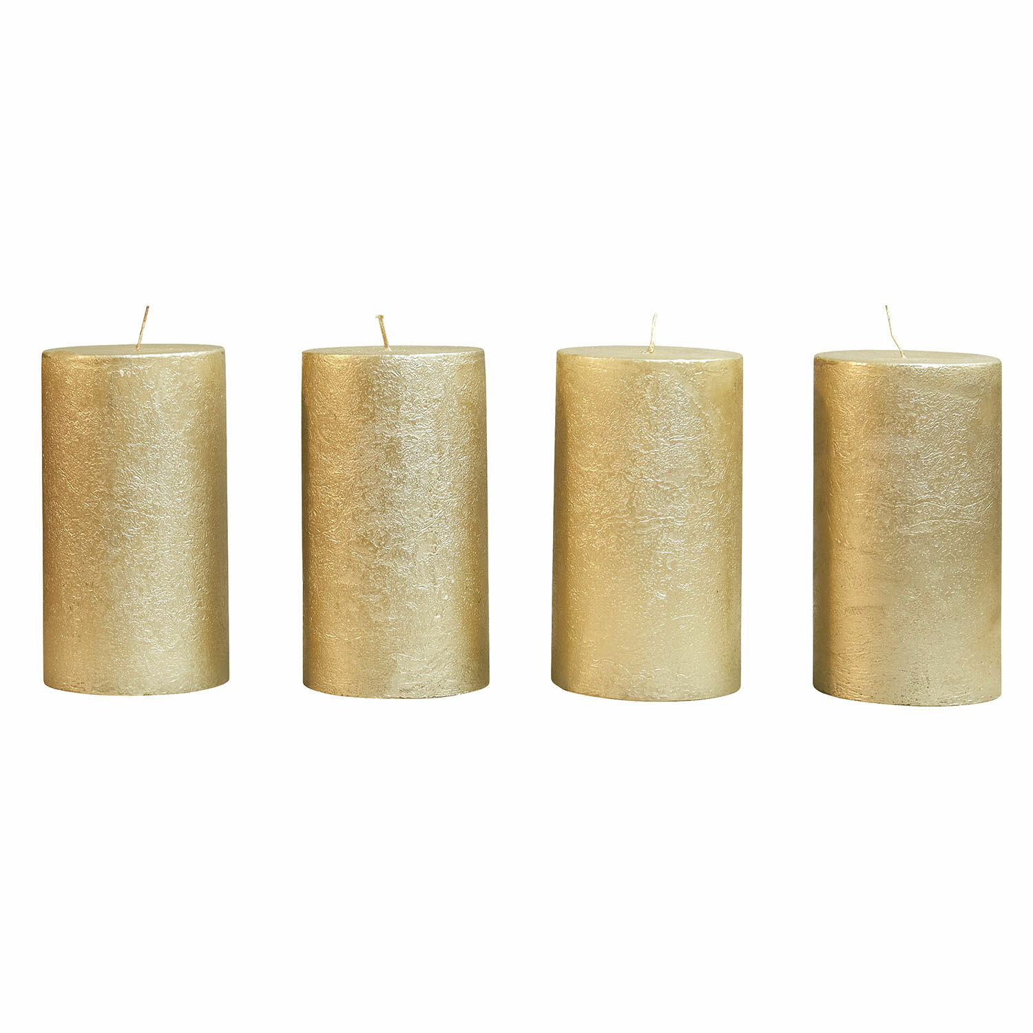 gold 4er Set goldene Braga Kerzen mit strukturierter Oberfläche, dekorative Wohnaccessoires