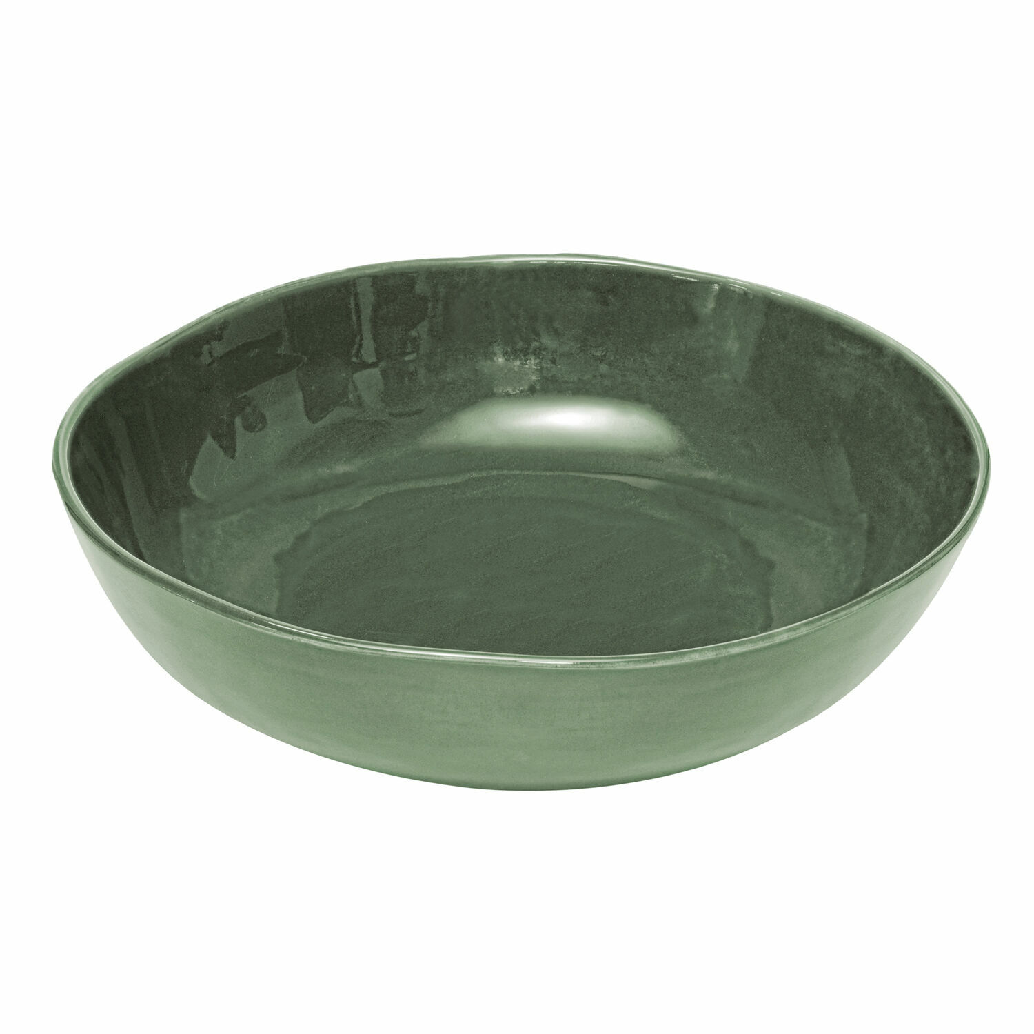 Grüne Calvi-Keramikschüssel mit glatter Oberfläche, ideal zum Servieren von Speisen.