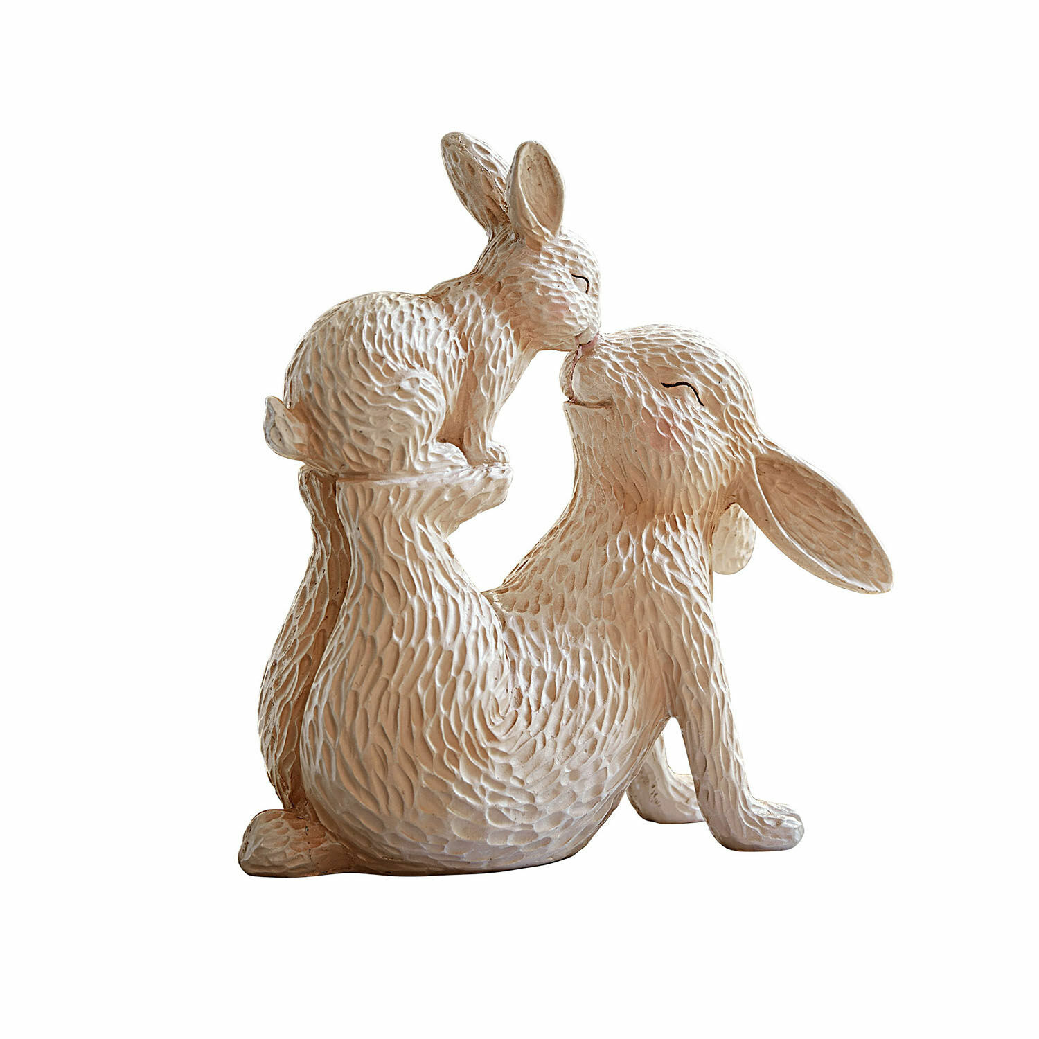 Deko-Hase Trista Beige Dekoration aus Harz mit zwei liebevollen Hasen, frühlingshafte Wohnraumdekoration