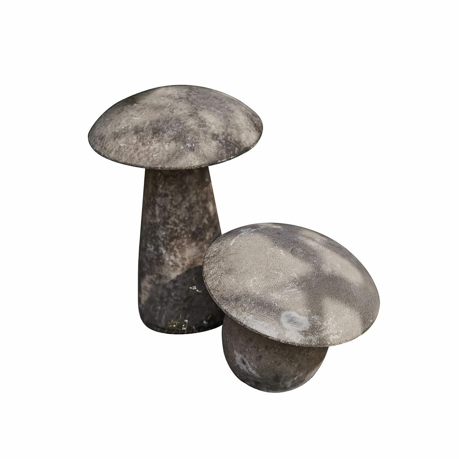 Deko-Pilz 2er Set Coudrelle Dekorative Pilze aus grauem Beton für den Garten, ideal zur Gartengestaltung