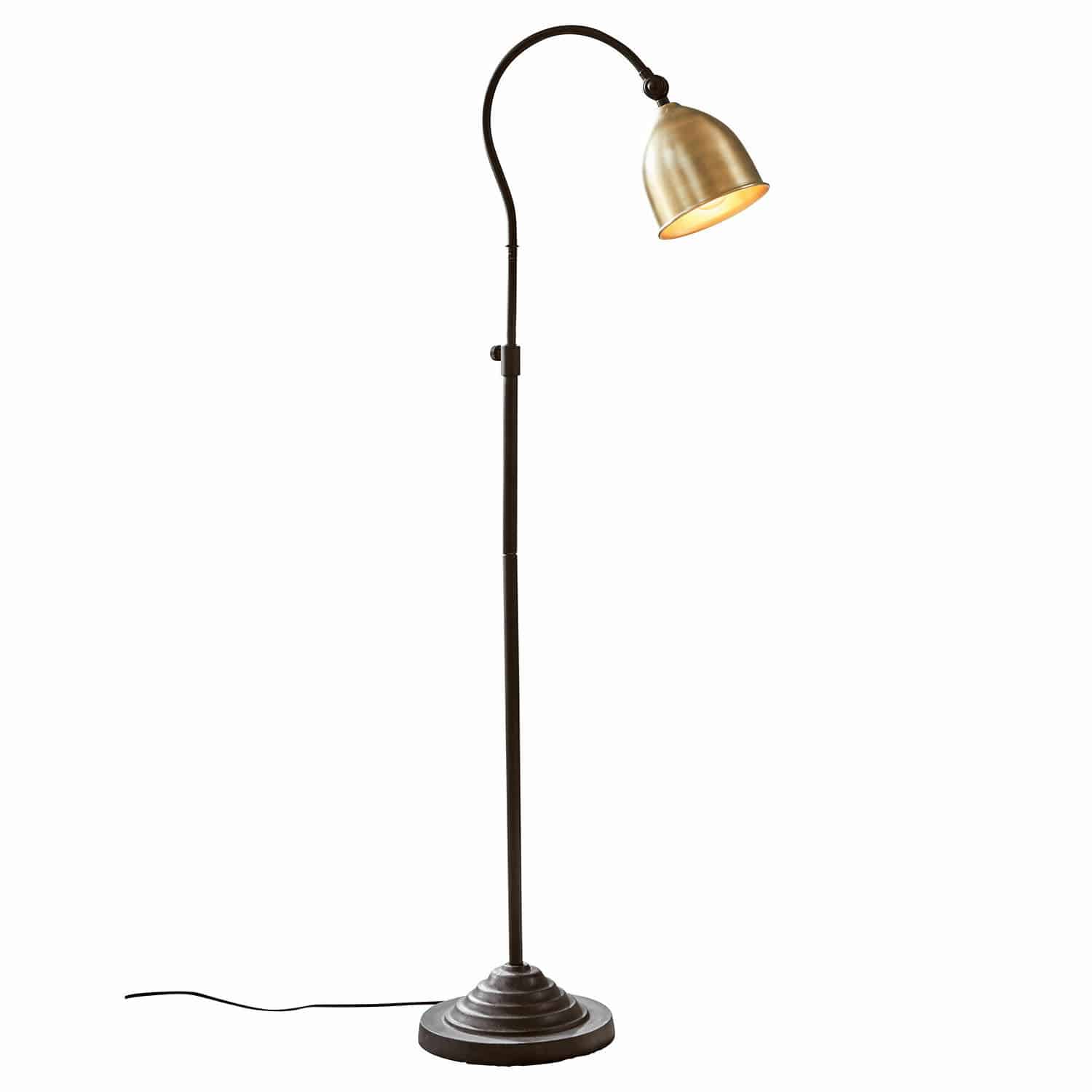 Stehlampe Zurélac Stehlampe aus Metall mit schwarzem Gestell und goldenem Lampenschirm für Wohnräume