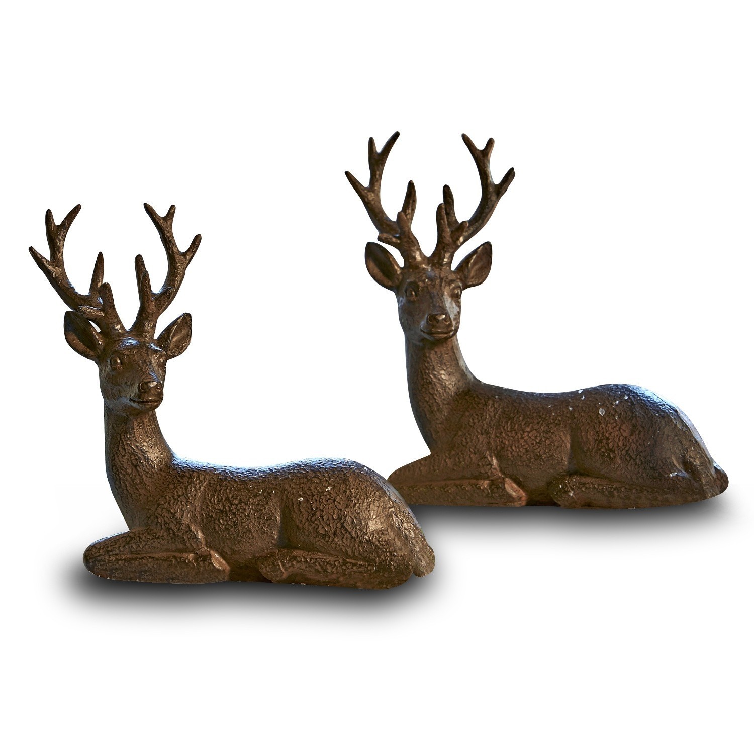 Hirsch 2er Set Janville Zweier-Set braune Deko-Hirsche aus Metall für Wohn- und Gartendekoration