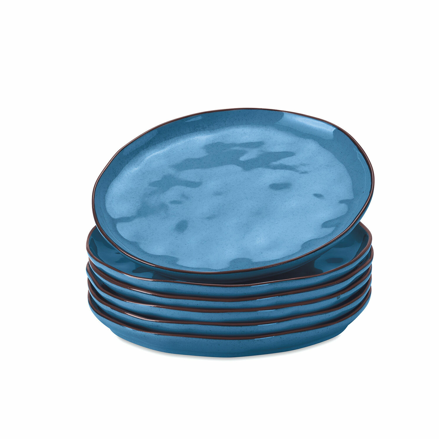 blau 6er-Set Dessertteller Biarritz aus blauer Keramik, ideal zum Servieren von Süssspeisen