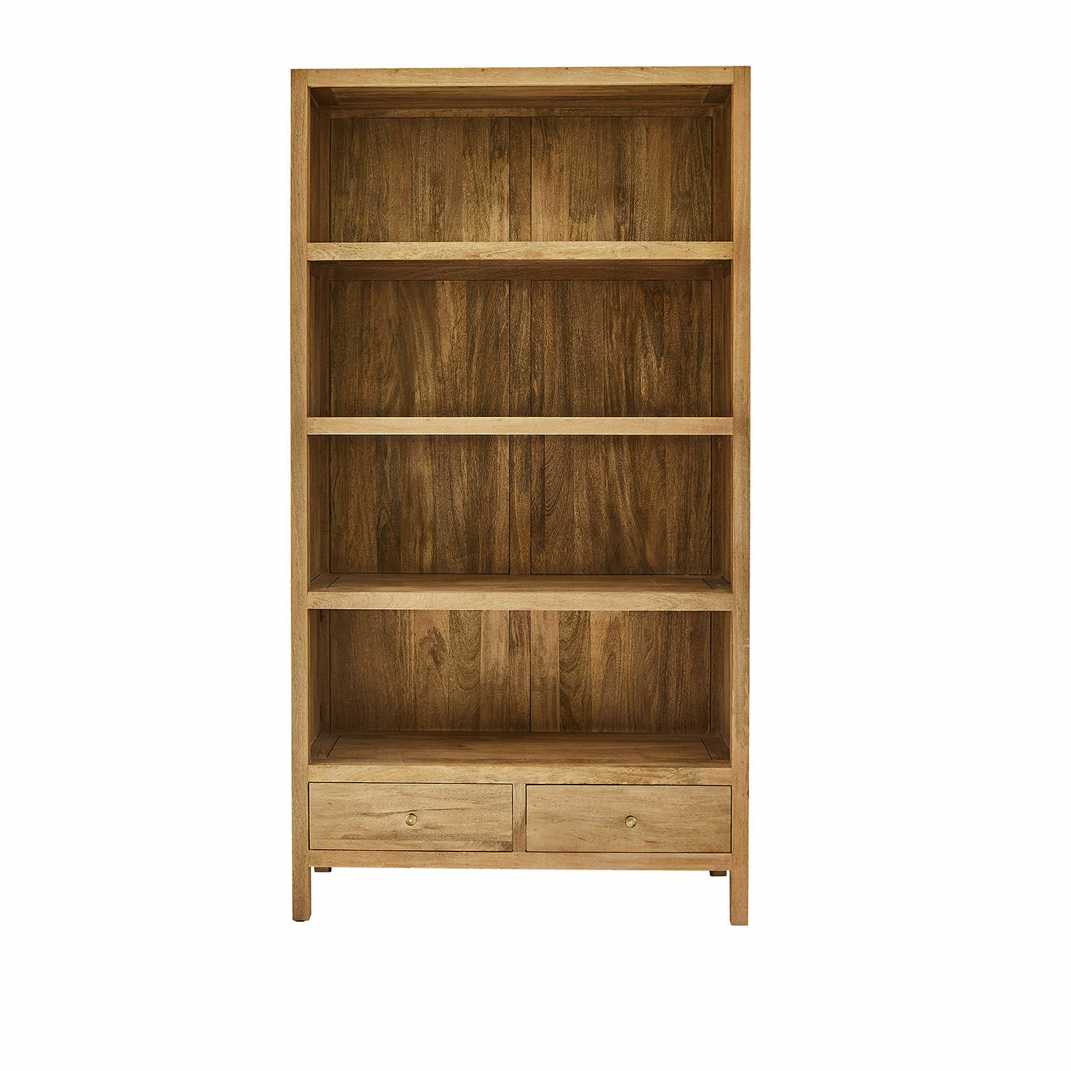 Regal Dalesford Holzregal mit vier Ablagen und zwei Schubladen in natürlicher Holzfarbe für Stauraum