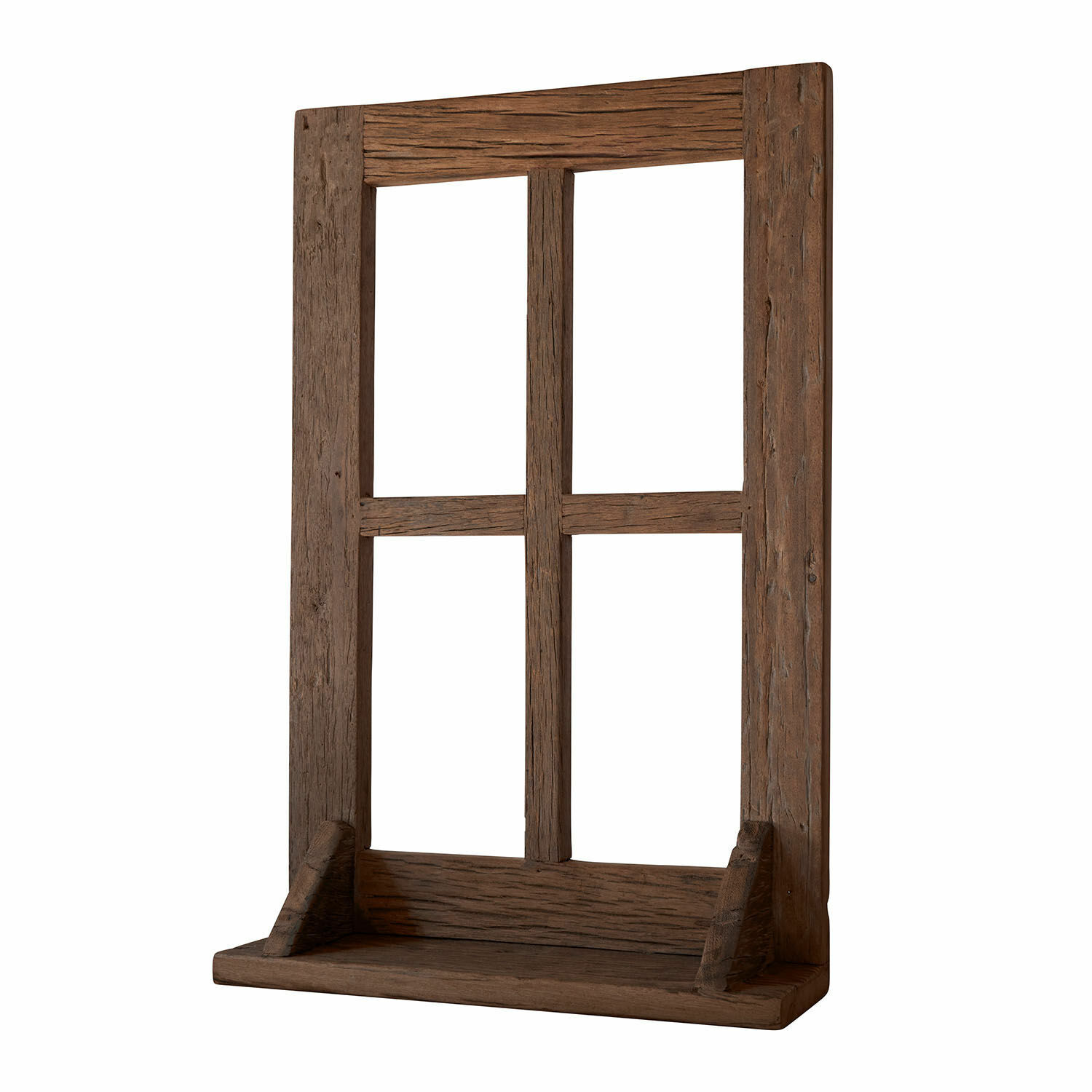 Deko-Fenster Rowenyl Rustikaler brauner Holzrahmen mit Ablage, Vintage-Dekoration aus Naturholz