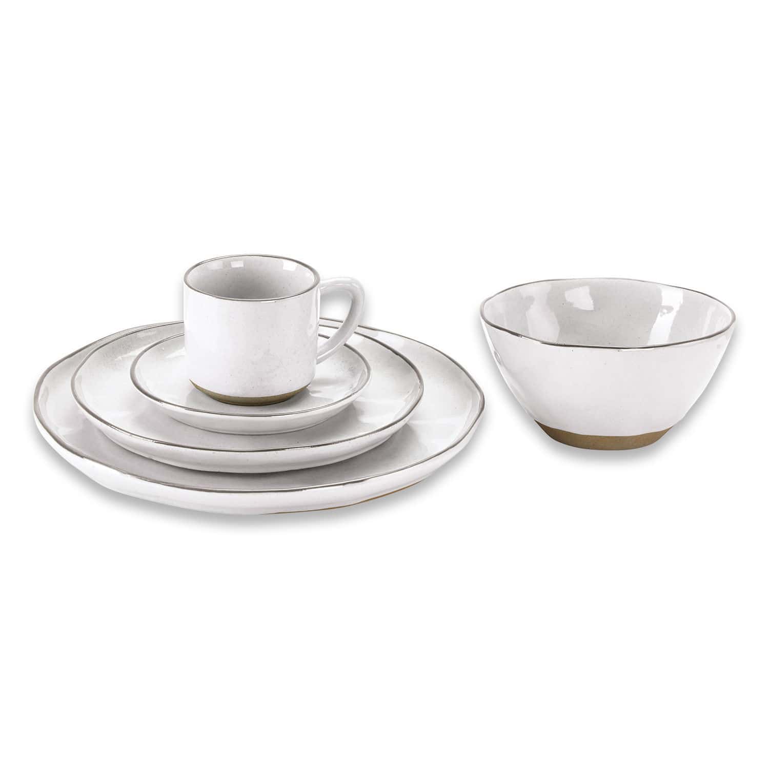 Geschirr 30er Set Biarré Weisses Keramik-Geschirrset mit Tasse, Tellern und Schale in natürlicher Optik