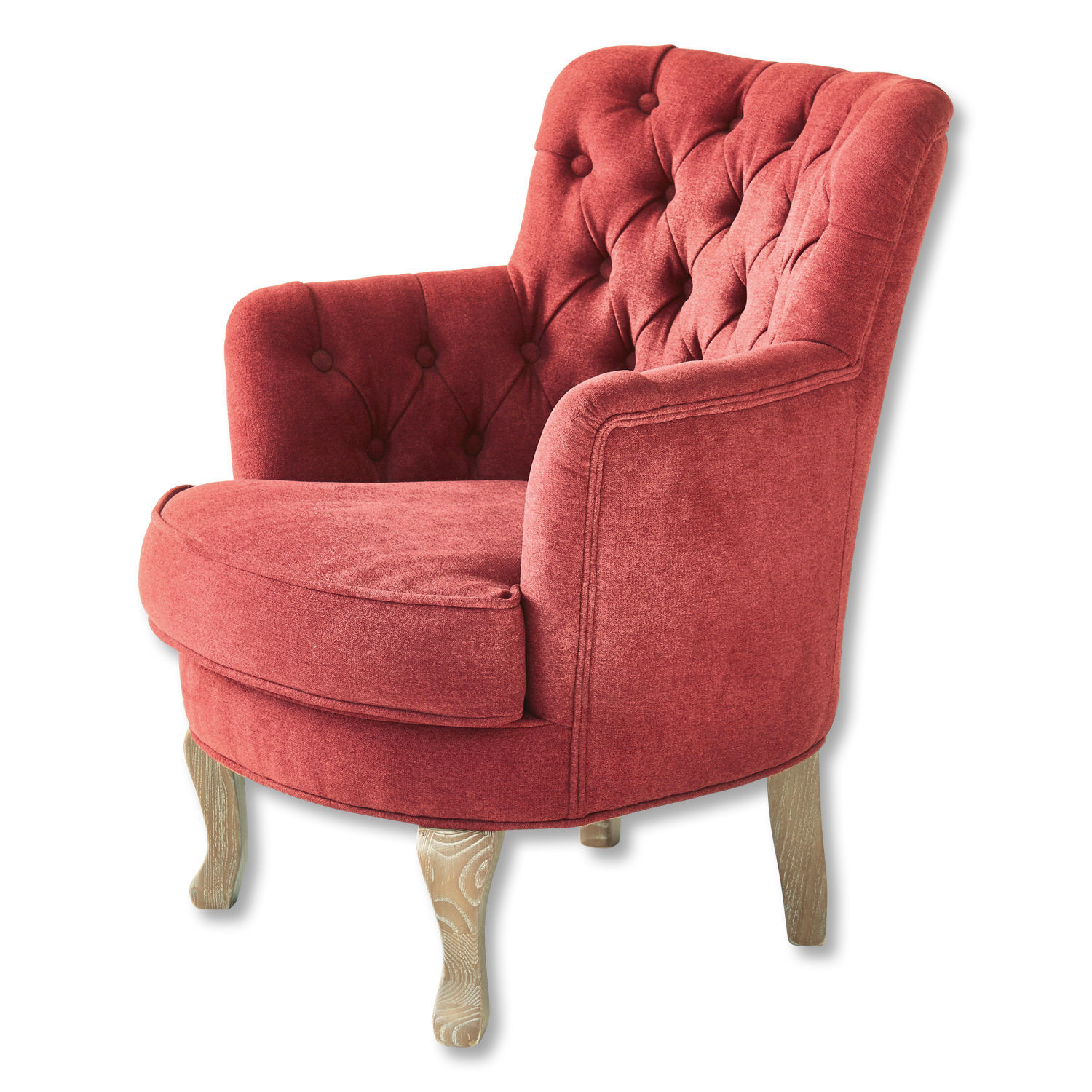 Sessel Calgary Roter Polsterfauteuil mit Holzbeinen, bequemer Sessel für das Wohnzimmer