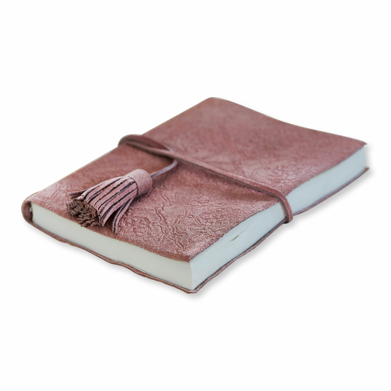 Notizbuch Orcival Rosa Notizbuch aus weichem Leder mit Prägung und Quaste, ideal für Notizen und Tagebuchführung