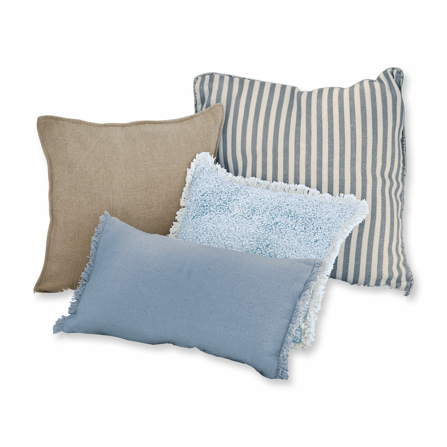 blau 4er-Set Kissen Valenciennes in Blau- und Beigetönen, dekorative Wohntextilien fürs Sofa