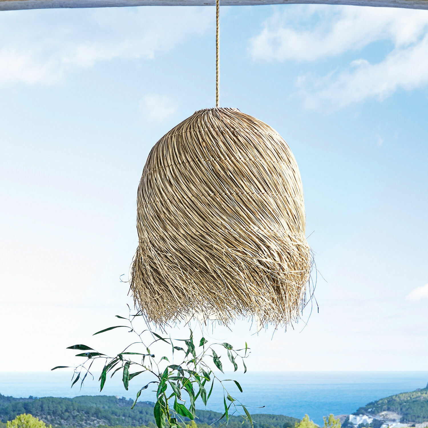 Lampenschirm Little Shereena Hängelampe aus natürlichem Rattan in Beige, dekorative Deckenleuchte für Innen- und Aussenbereich