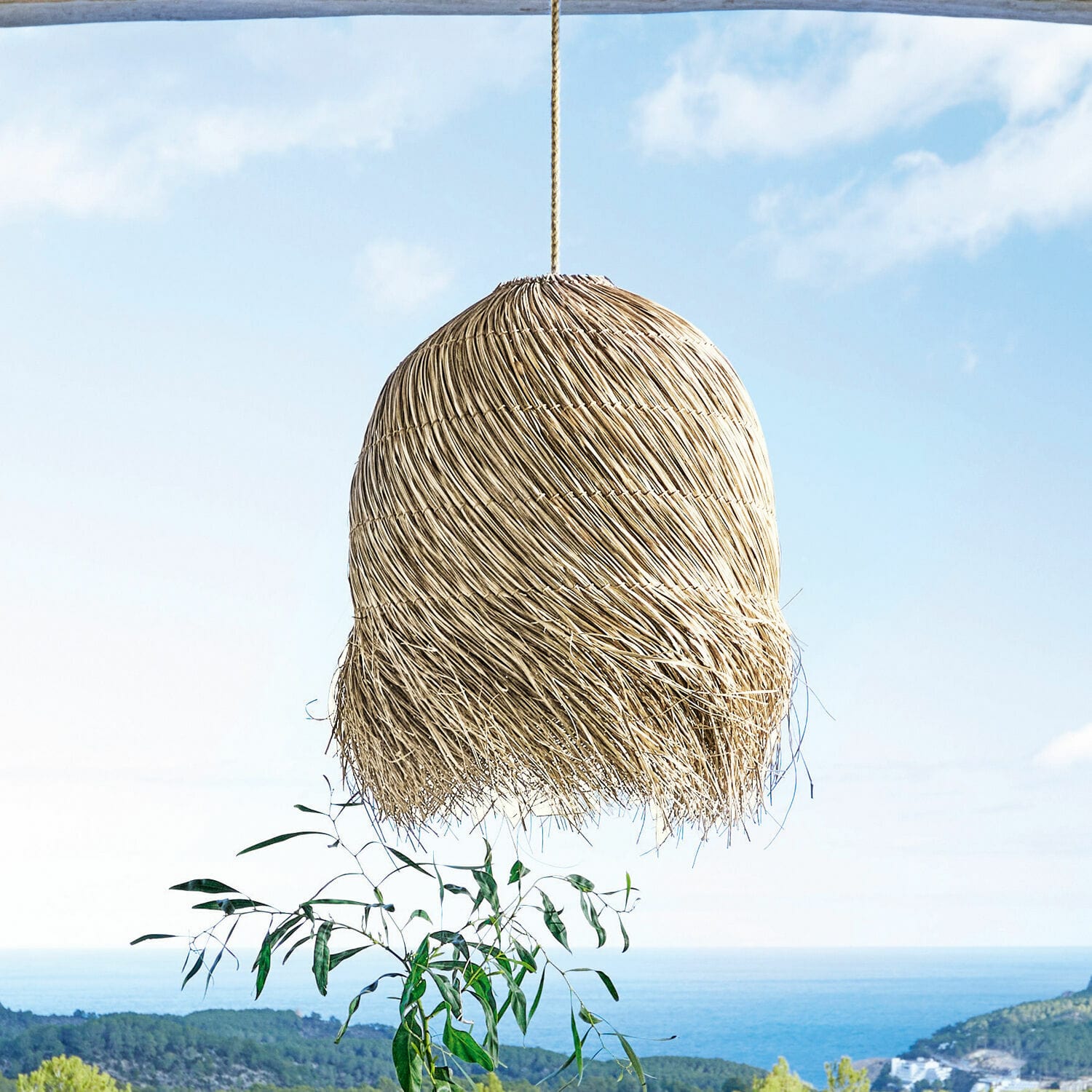 Lampenschirm Little Shereena Hängelampe aus natürlichem Rattan in Beige, dekorative Deckenleuchte für Innen- und Aussenbereich