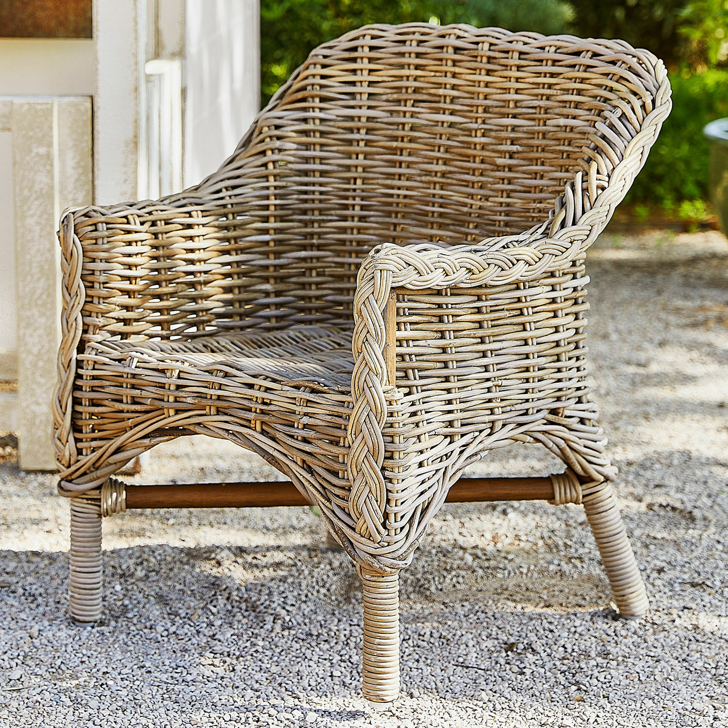 Kinderstuhl Narivena Rattansessel in Naturfarbe für den Aussenbereich, ideal für Garten und Terrasse