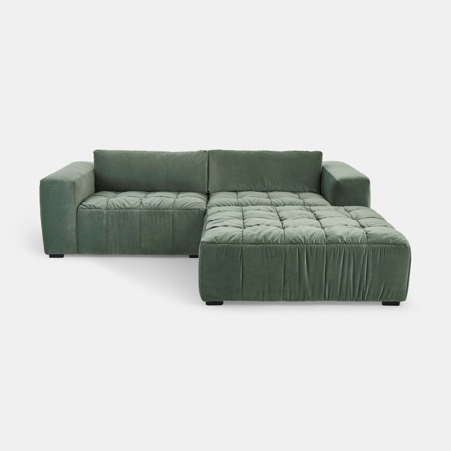 Sofa Ottolline Moderne grüne Eckcouch aus weichem Stoff, ideal für Wohnzimmer und gemütliche Entspannung