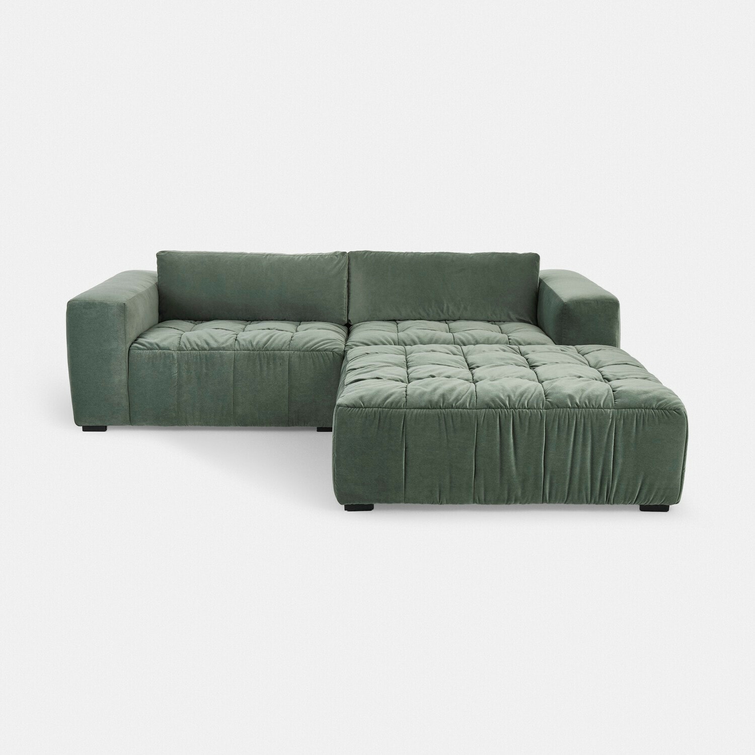 Sofa Ottolline Moderne grüne Eckcouch aus weichem Stoff, ideal für Wohnzimmer und gemütliche Entspannung