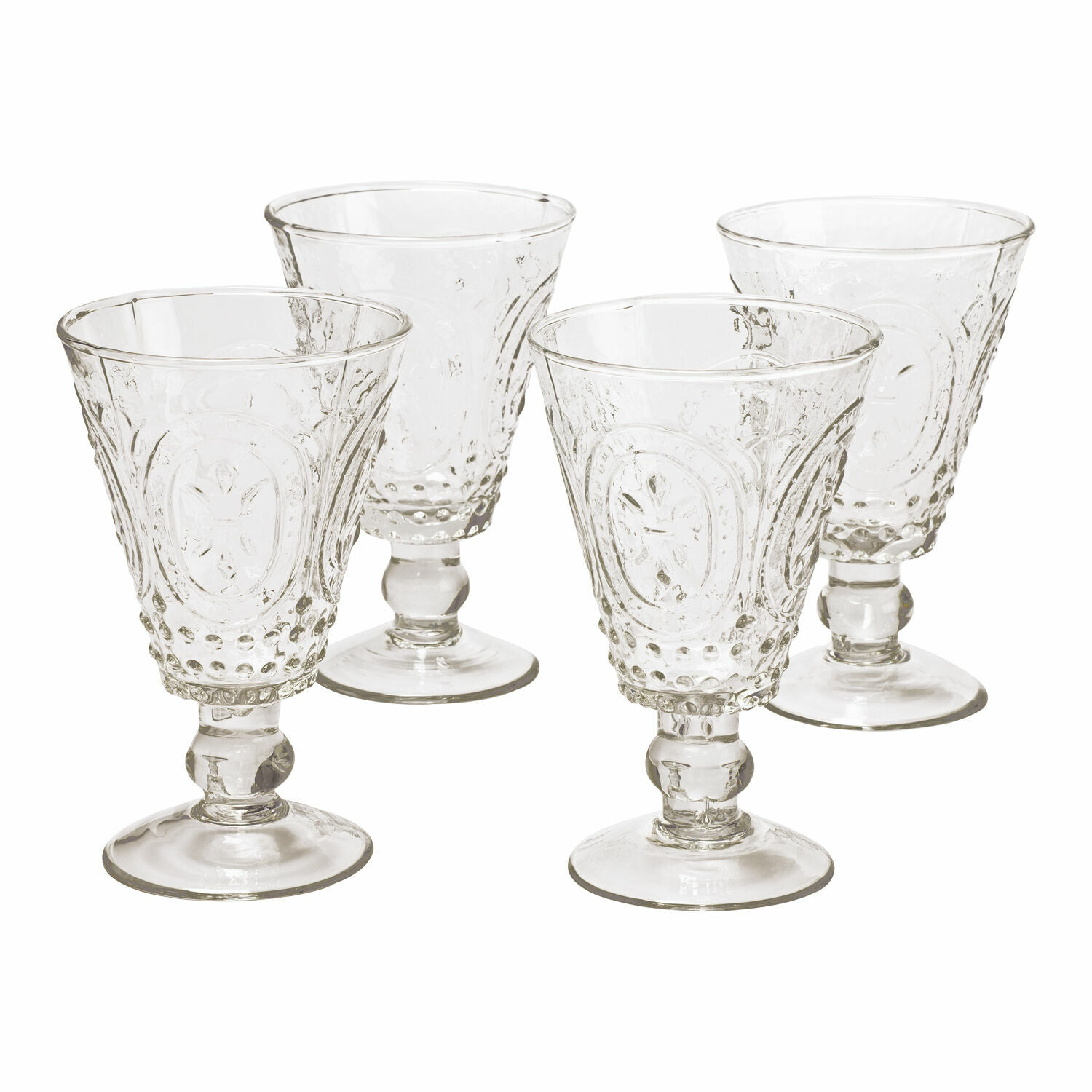 klar 4er-Set klare Weingläser aus Glas mit dekorativem Muster, elegante Gläser für Wein