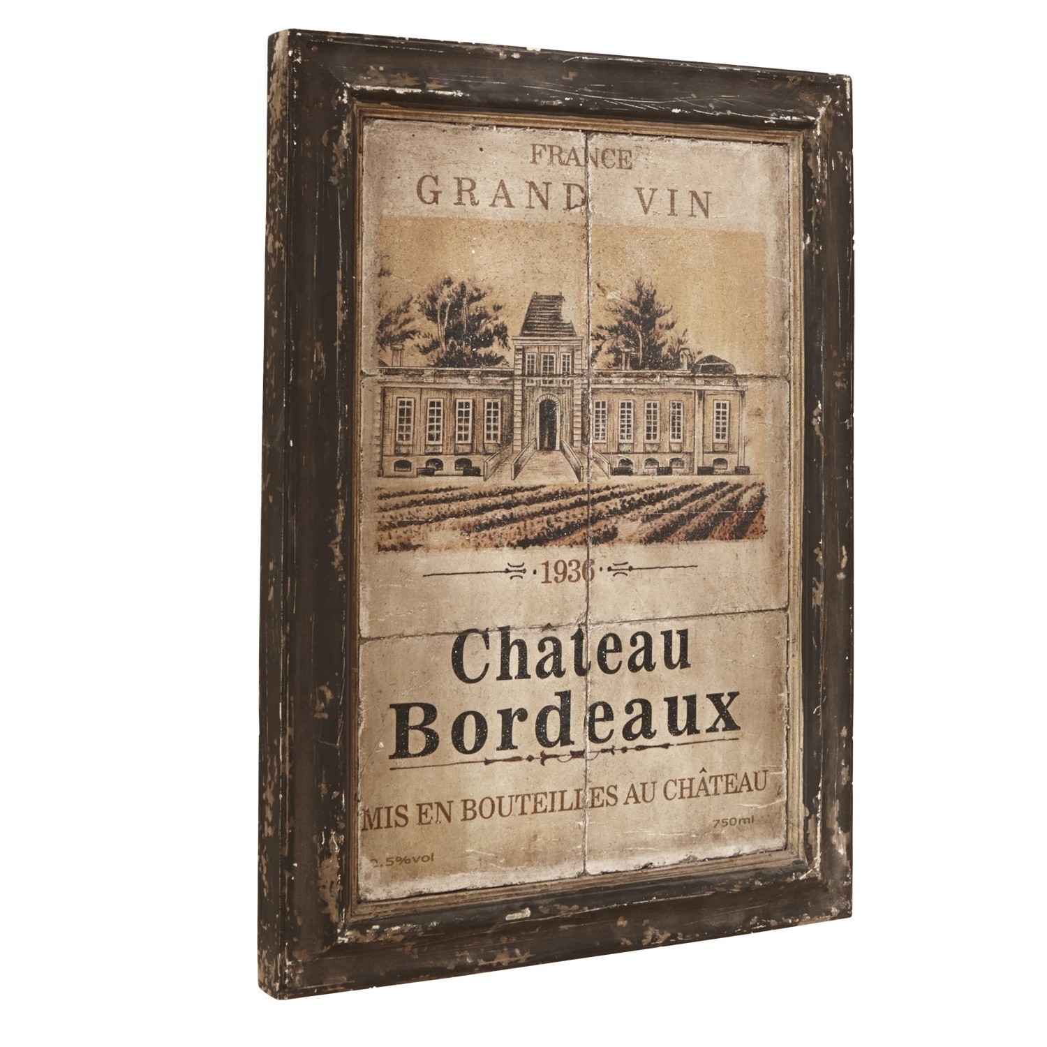 Bild Château Bordeaux Wandbild Château Bordeaux im Vintage-Stil mit dunklem Holzrahmen für Wohnraumdekoration