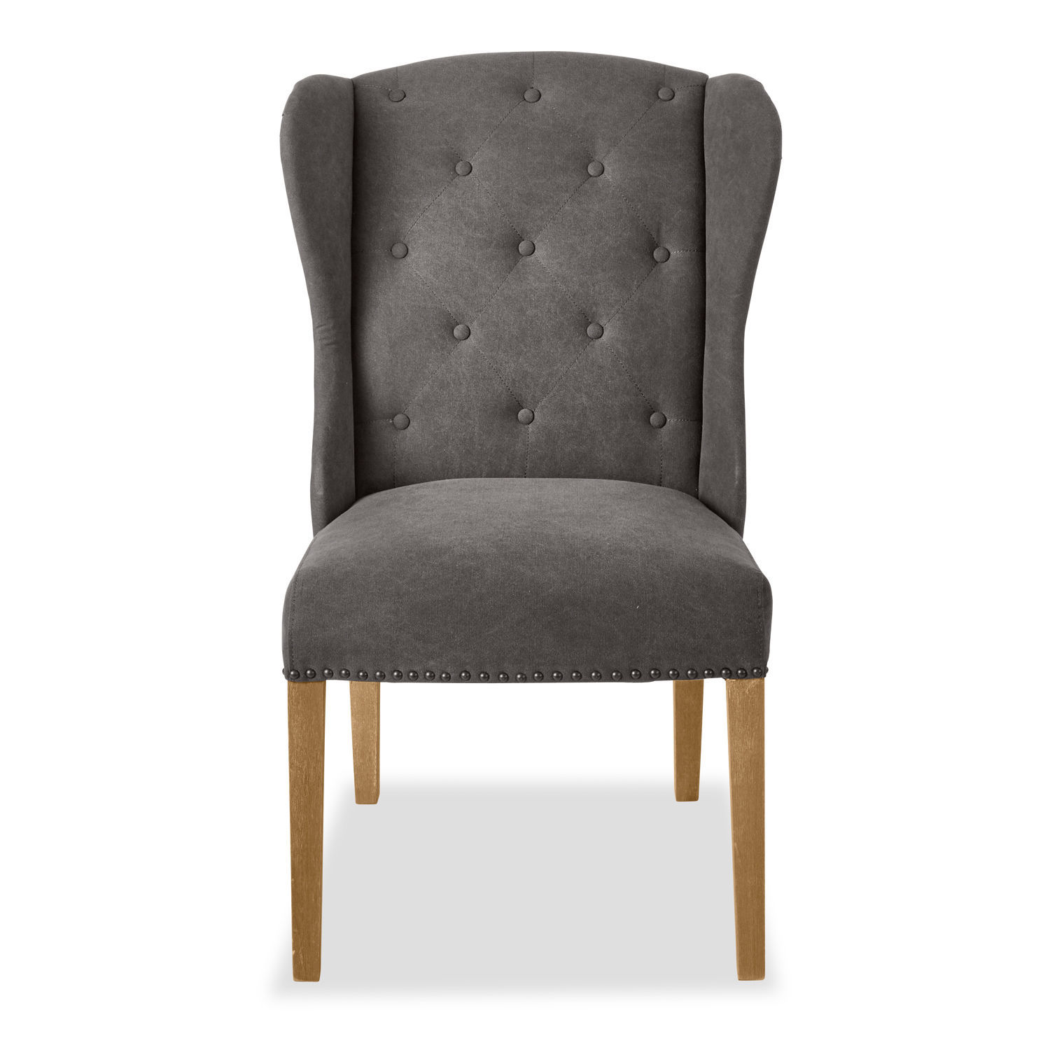anthrazit Stuhl Remi in Anthrazit mit Mikrofaserbezug und Holzbeinen, eleganter Polsterstuhl für das Wohnzimmer