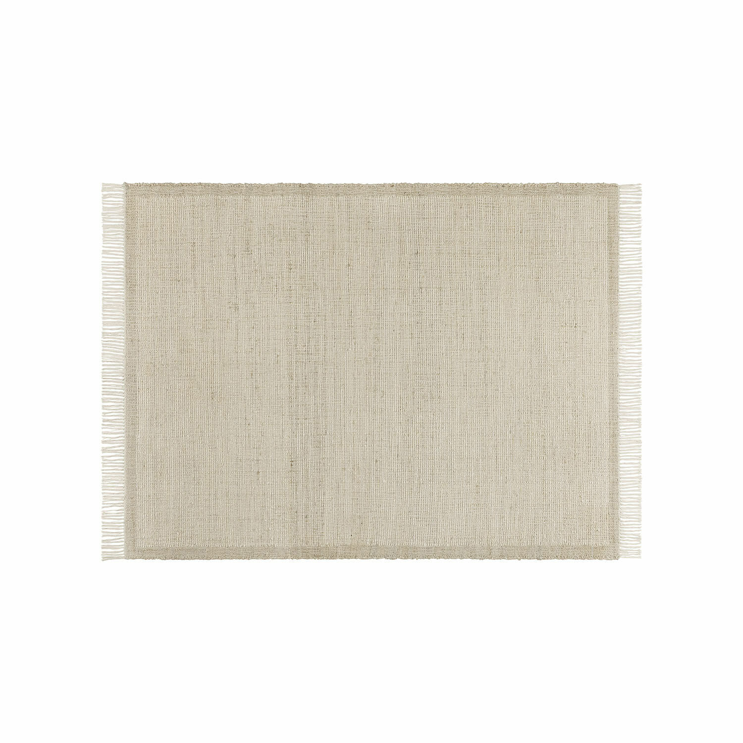 Teppich Placidia Beiger Teppich mit Fransen aus Naturmaterial, schlichtes Design für modernes Interieur