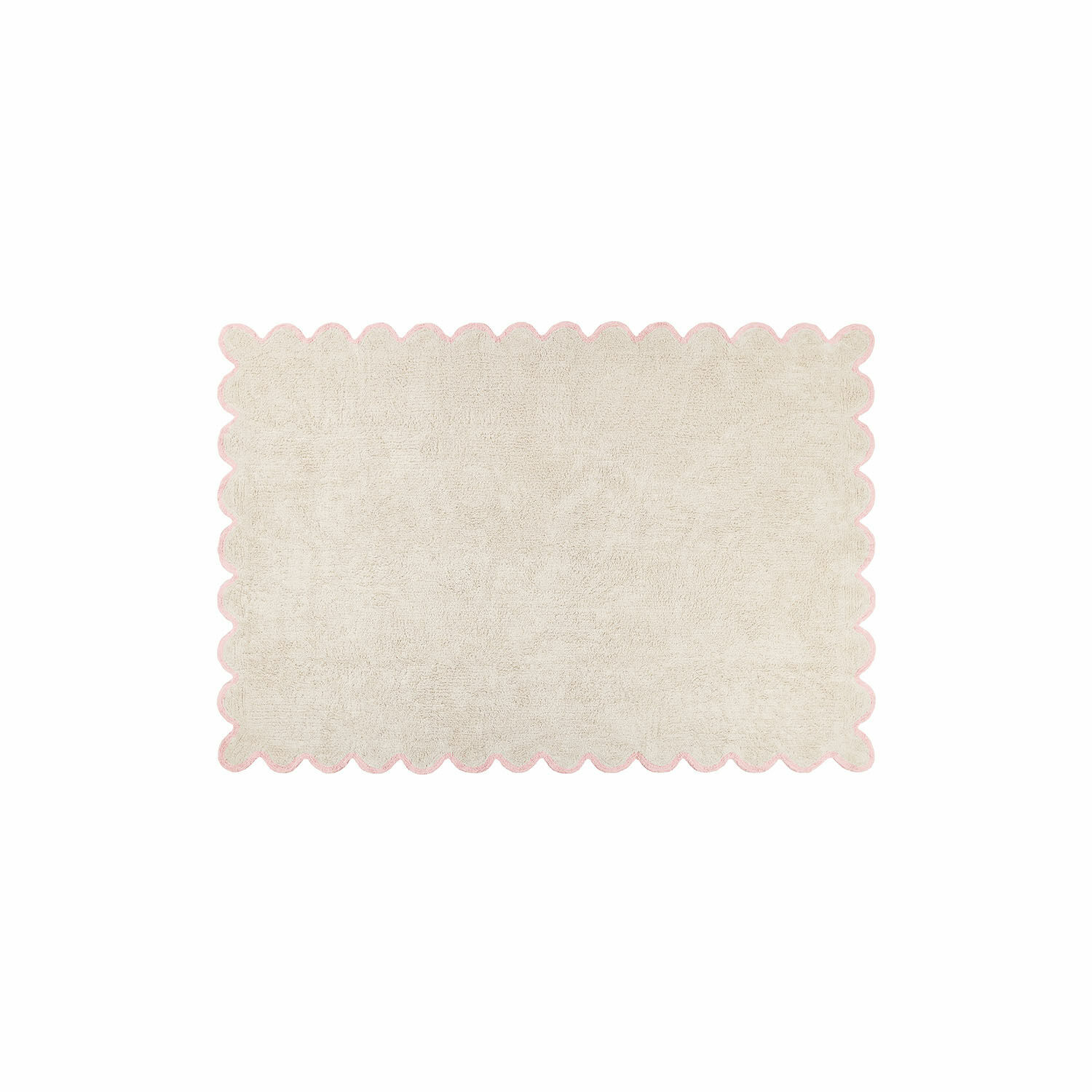 Teppich Fenvara Beiger Badteppich mit rosa gewelltem Rand, weiches Material, ideal fürs Badezimmer