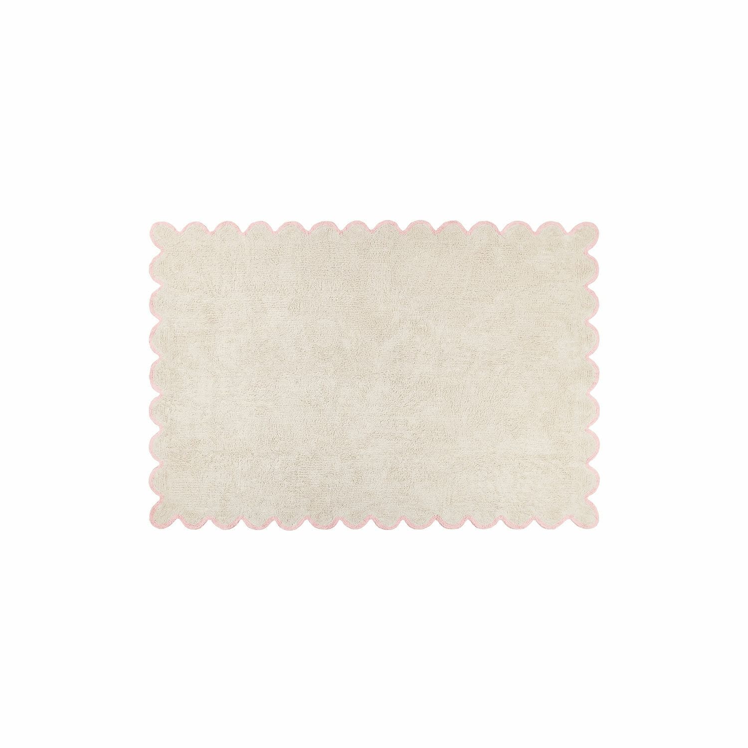Teppich Fenvara Beiger Badteppich mit rosa gewelltem Rand, weiches Material, ideal fürs Badezimmer