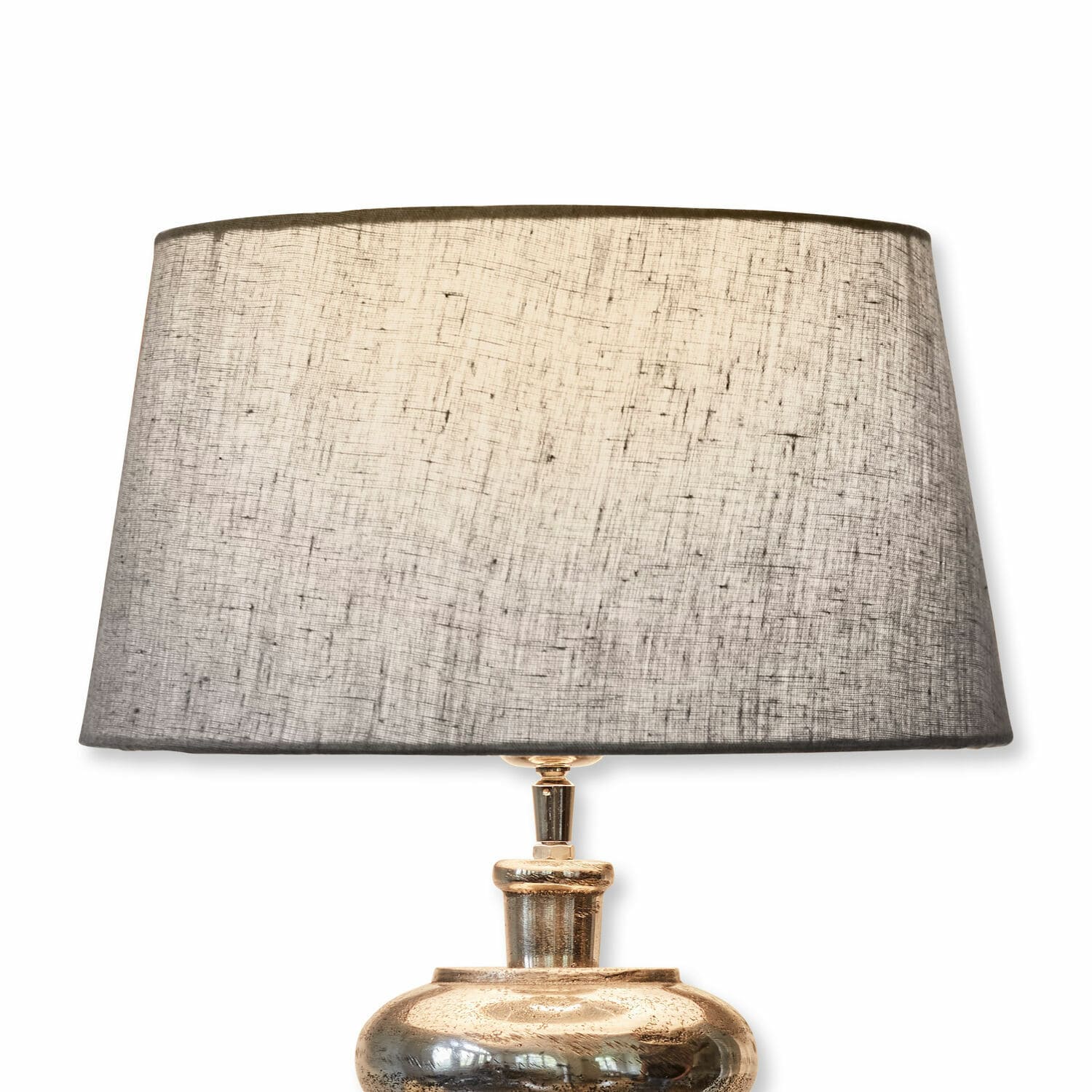 Lampenschirm Anfor Tischlampe mit Metallfuss und grauem Stoffschirm, dekorative Wohnzimmerbeleuchtung