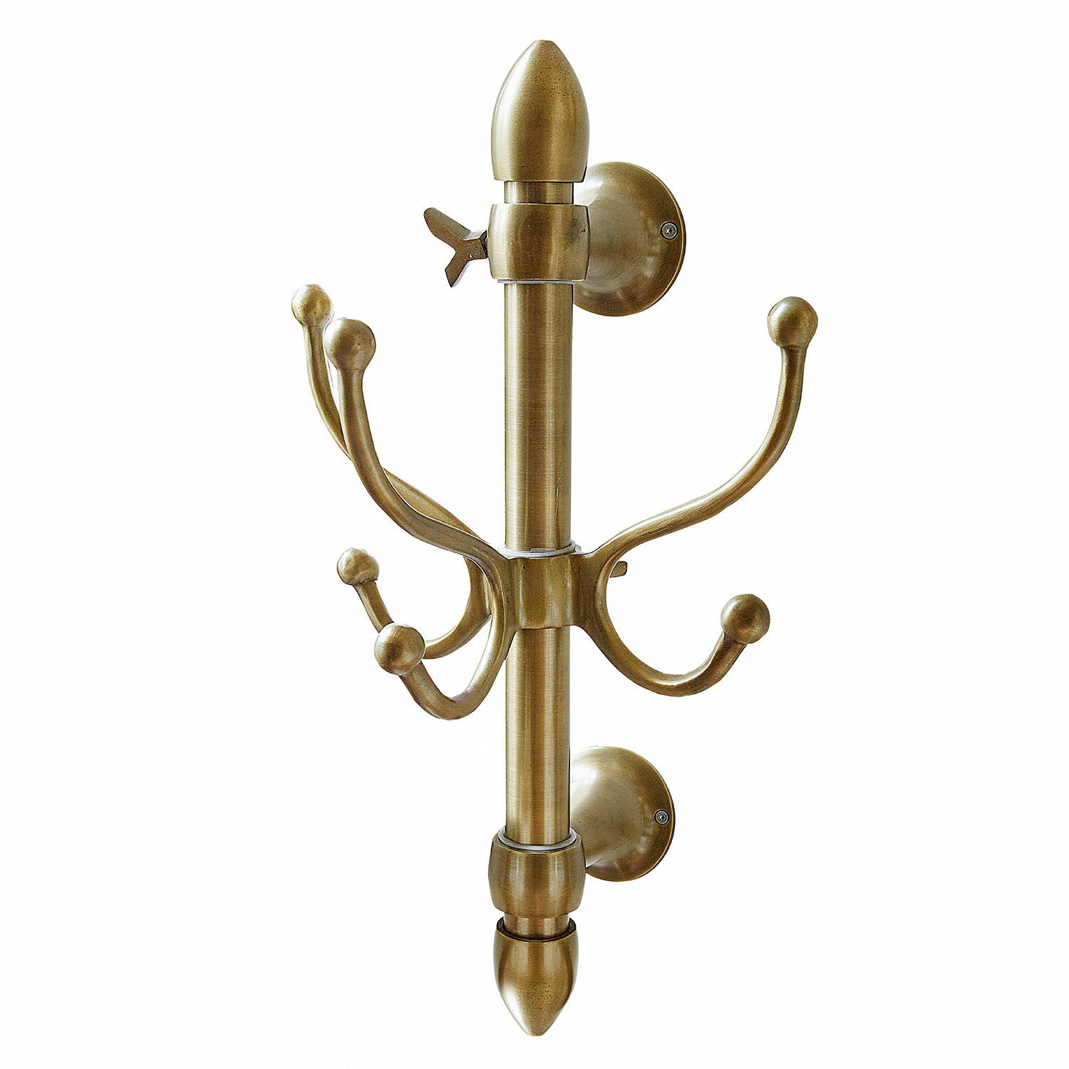 antikmessing Antiker Wandhaken aus Messing mit mehreren Haken für Kleidung und Accessoires