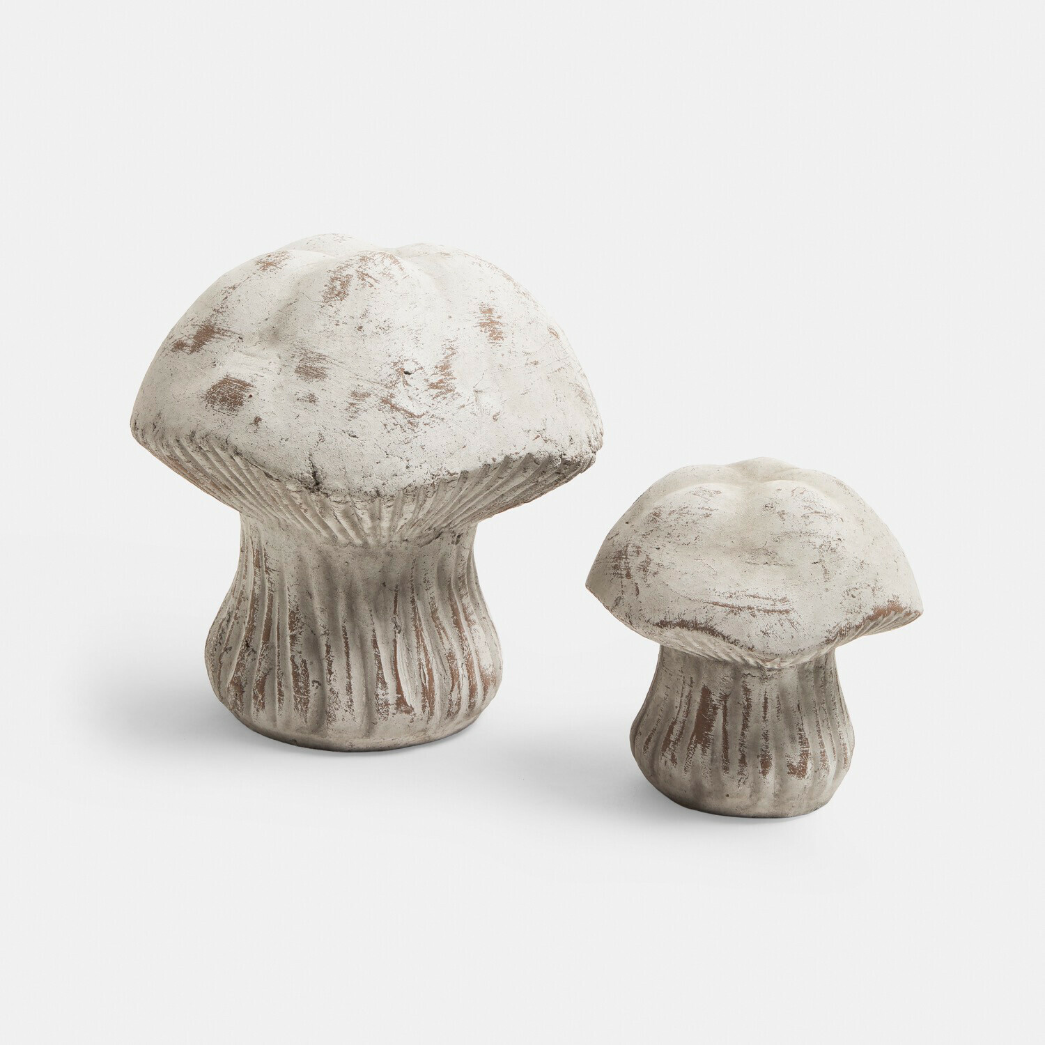Deko-Pilz 2er Set Tannsy Dekorative Pilze aus weissem Beton mit Used-Look für Garten und Wohnraum