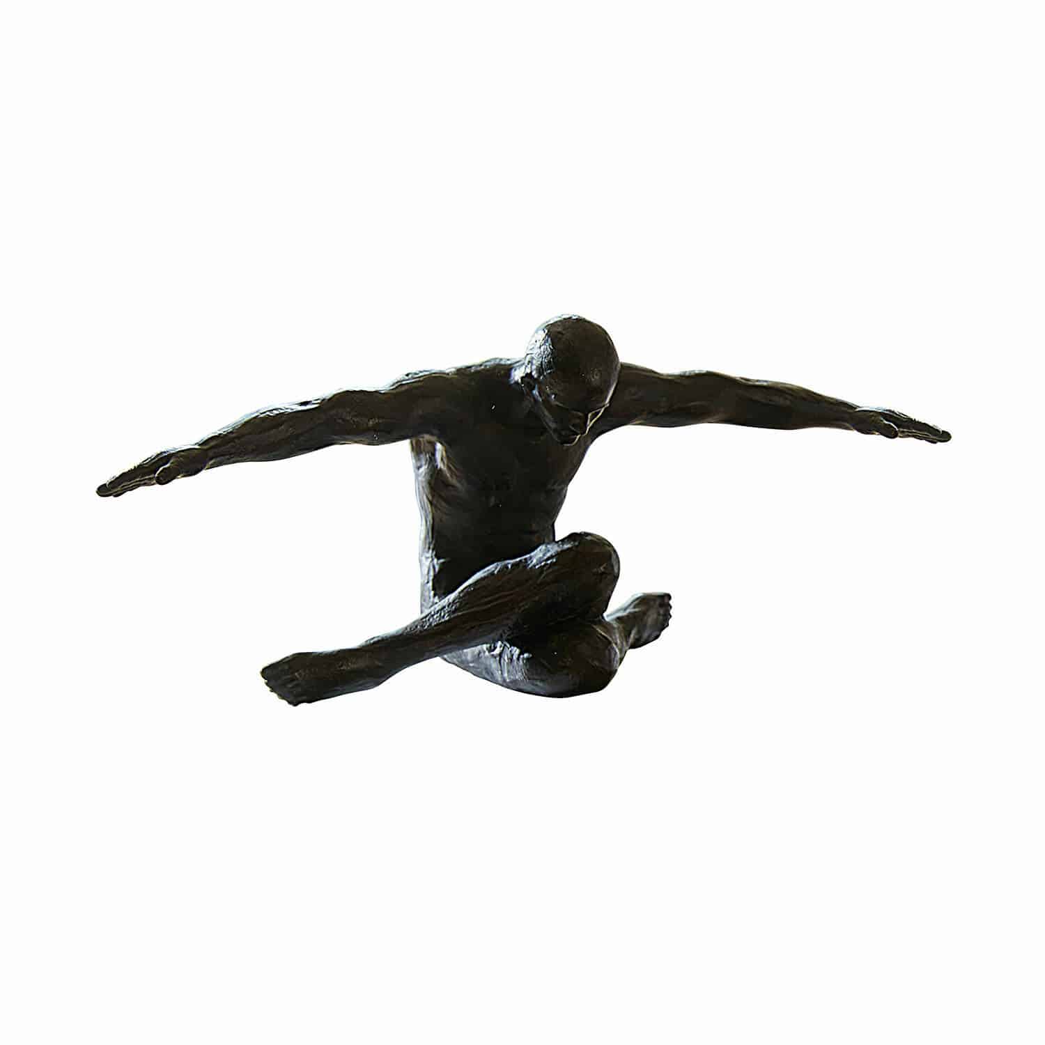 Figur Smitty Schwarze Metallskulptur eines sitzenden Mannes mit ausgestreckten Armen als moderne Dekoration.
